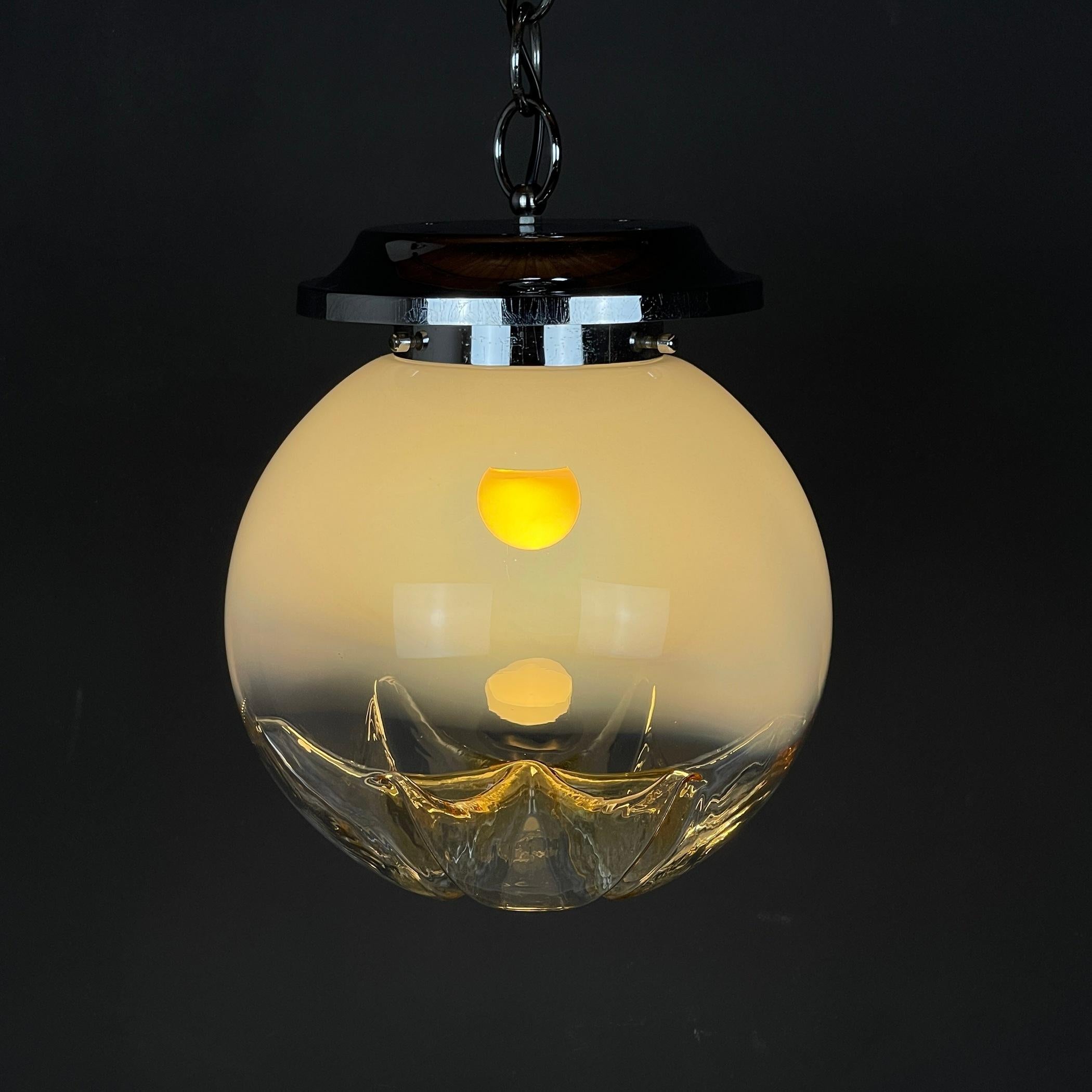 Murano Glass Large murano glass pendant lamp by Mazzega Italy 1960s  For Sale