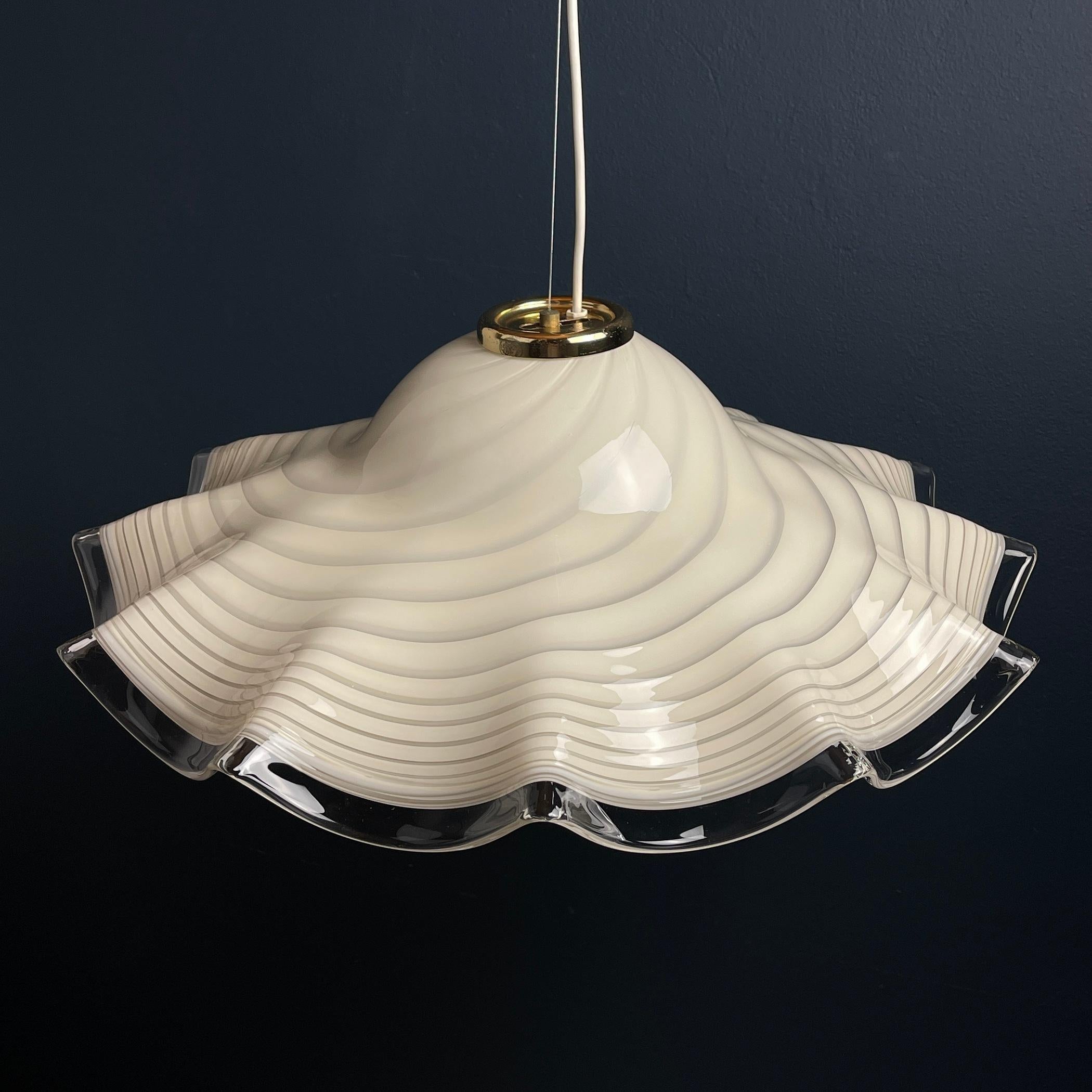 Large murano glass pendant lamp Italy 1970s For Sale 6