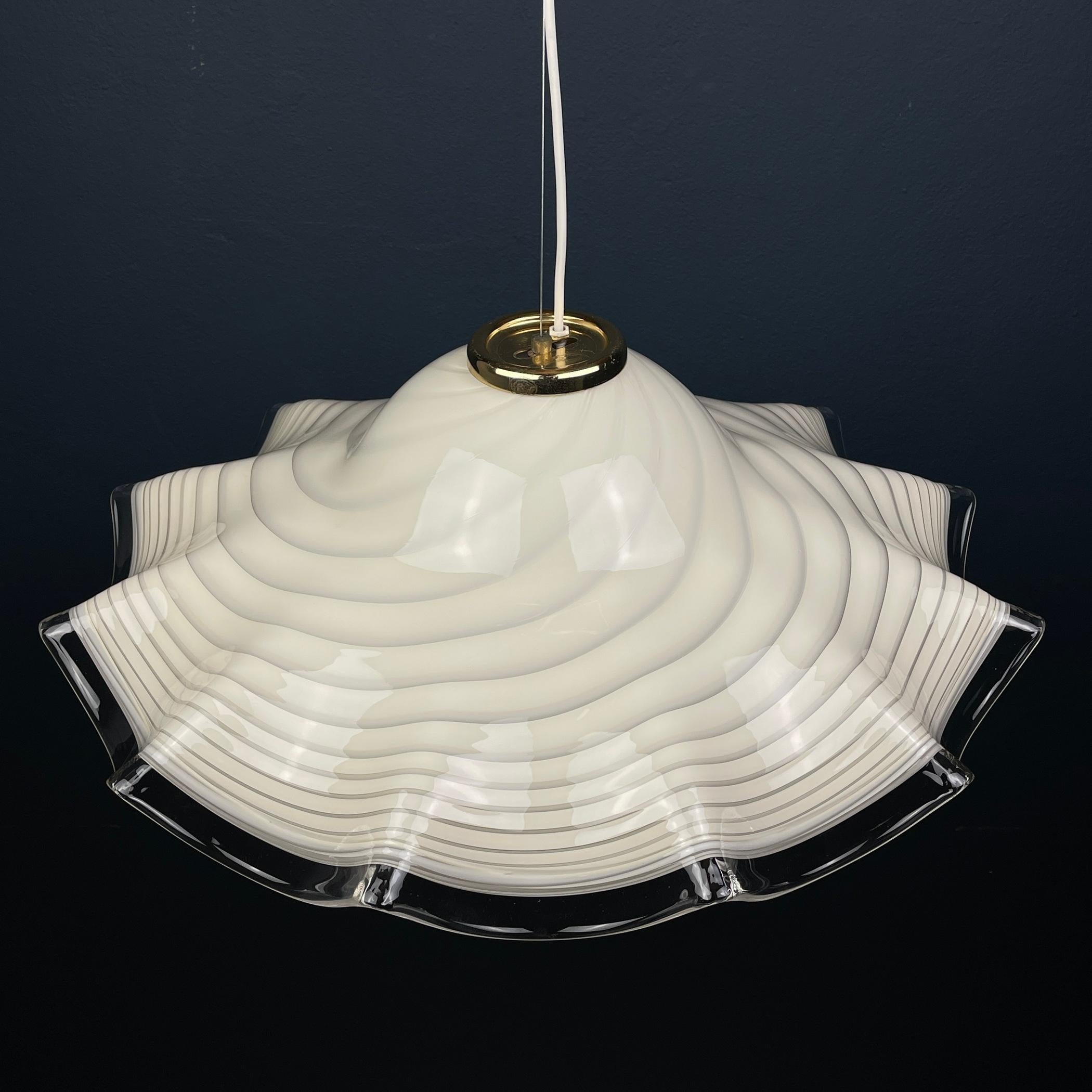 Italian Large murano glass pendant lamp Italy 1970s For Sale