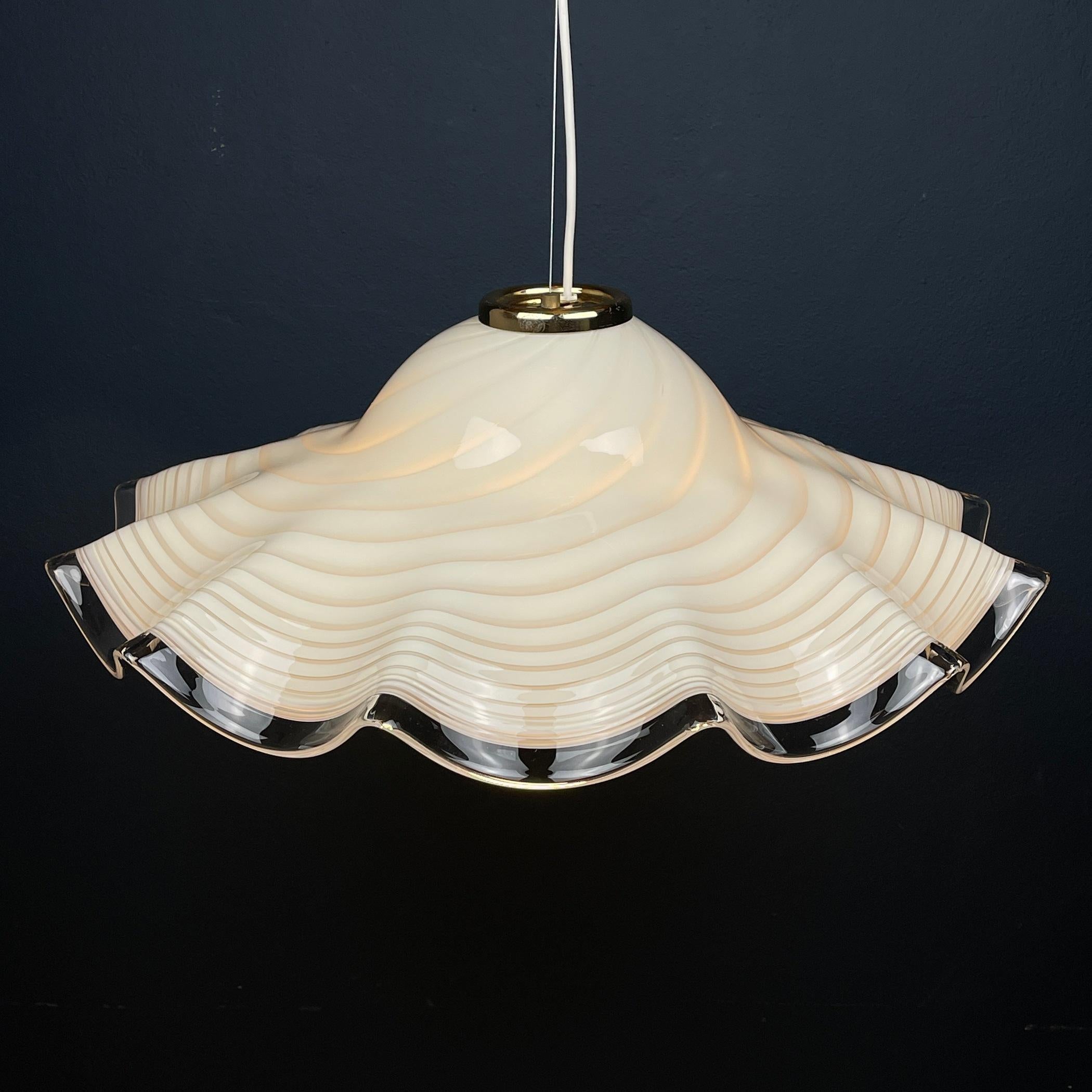 Large murano glass pendant lamp Italy 1970s For Sale 1