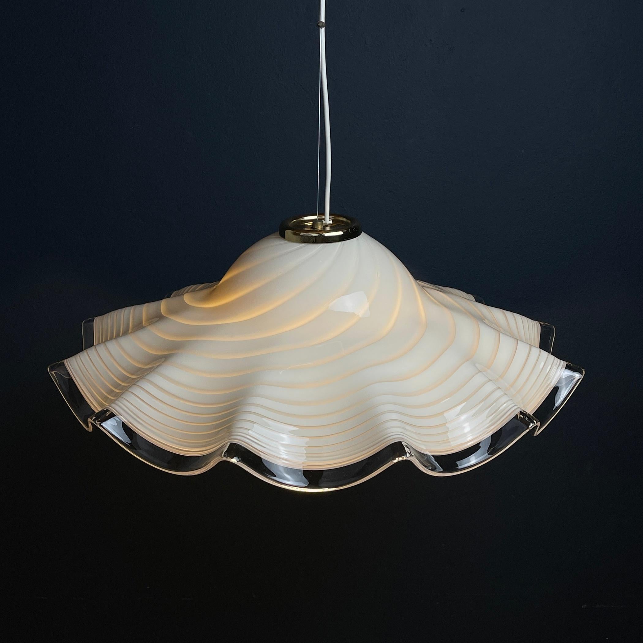 Large murano glass pendant lamp Italy 1970s For Sale 2