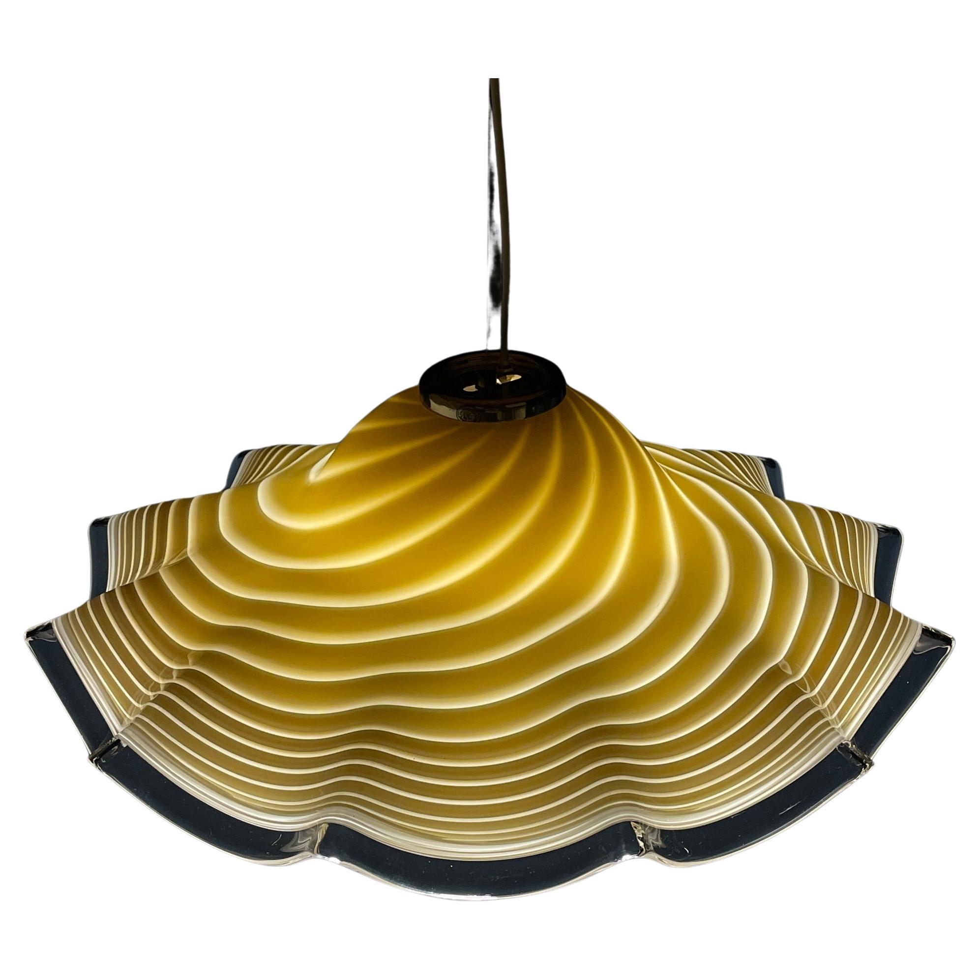Large murano glass pendant lamp Italy 1970s For Sale