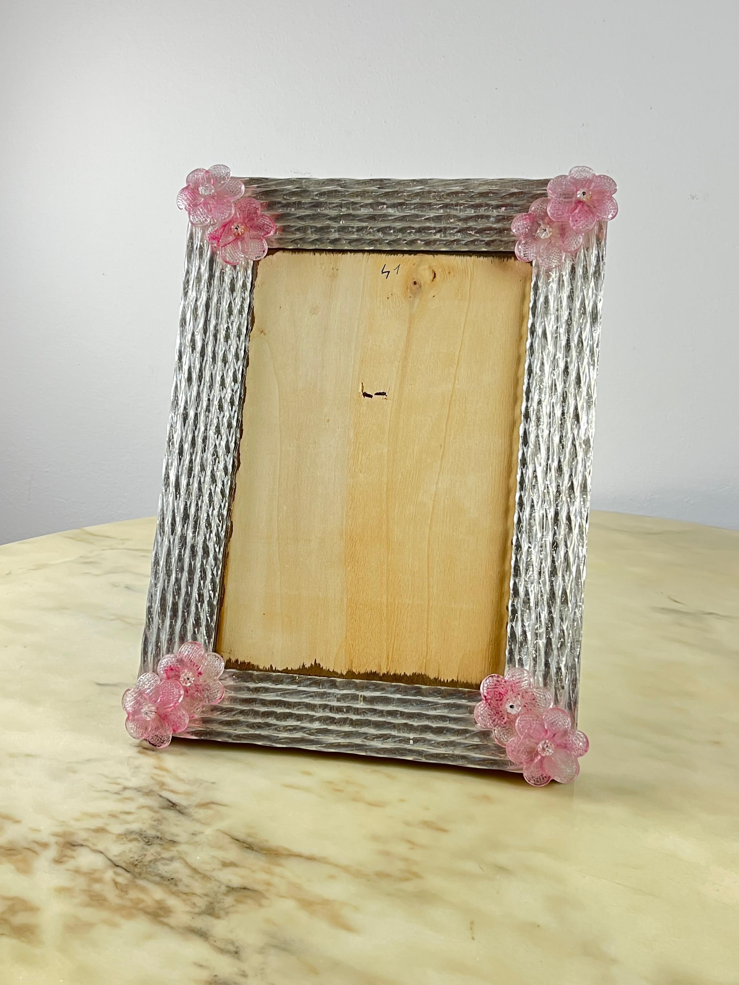 Large Murano Glass Photo Frame, Italy, 1970s In Good Condition For Sale In Palermo, IT