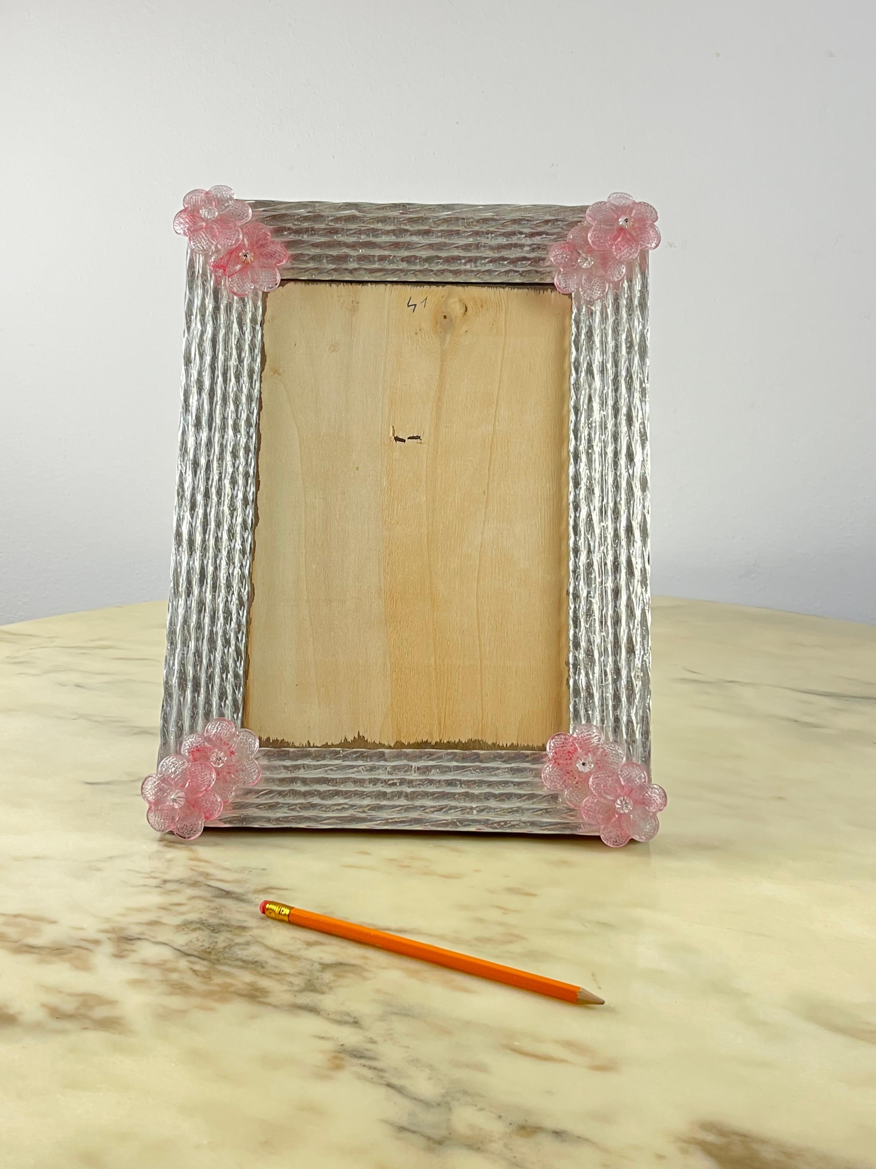 Late 20th Century Large Murano Glass Photo Frame, Italy, 1970s For Sale