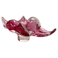 Großer Aschenbecher aus Murano-Glas "Rosa" Blumenschale Element Muschel Murano, Italien, 1970er Jahre