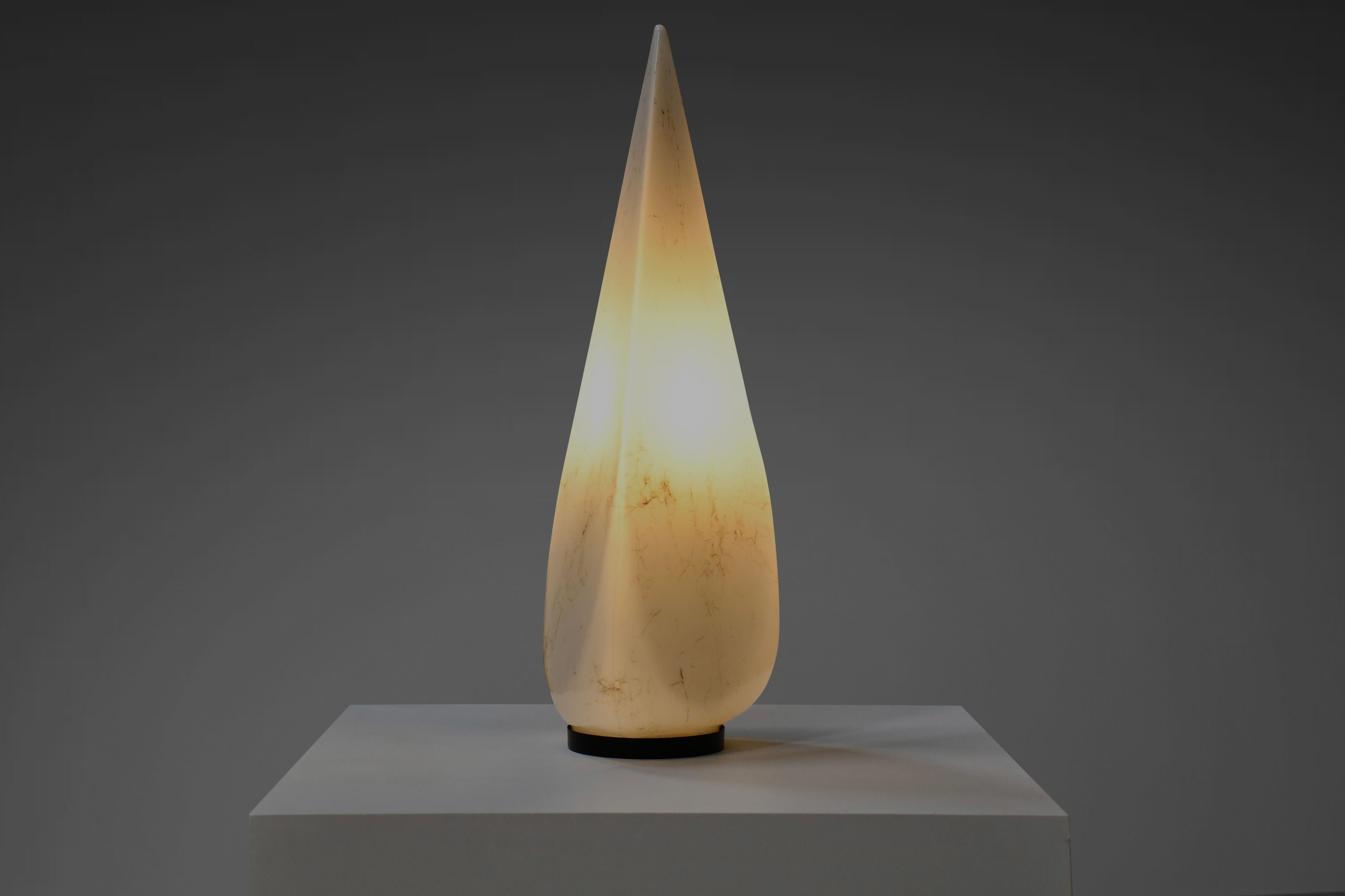 Metal Large Murano Glass Pyramid Table Lamp by Lino Tagliapietra, Italy For Sale