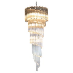 Large Murano Glass Quadriedri Spiral Chandelier