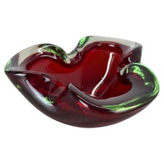 Vintage Large Murano Glass "RED-GREEN"  Bowl Element Shell Ashtray Murano, Italy, 1970s