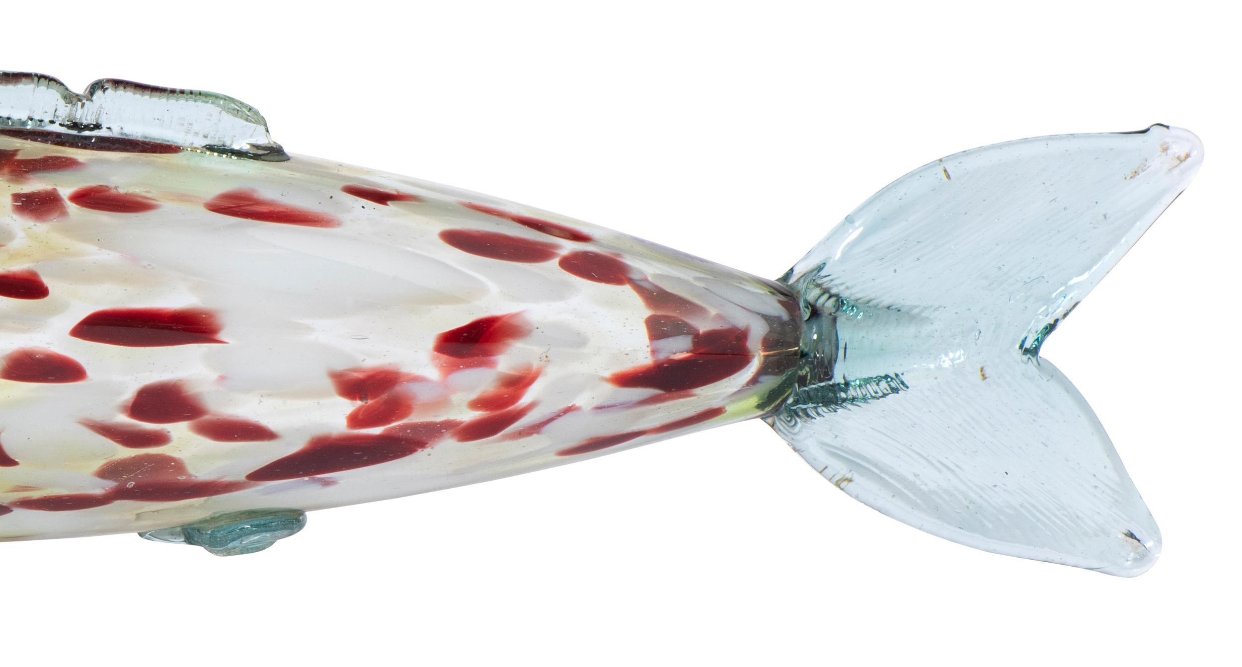 Large Murano Glass Red, White and Yellow Fish, Italy circa 1970 In Good Condition In Macclesfield, Cheshire