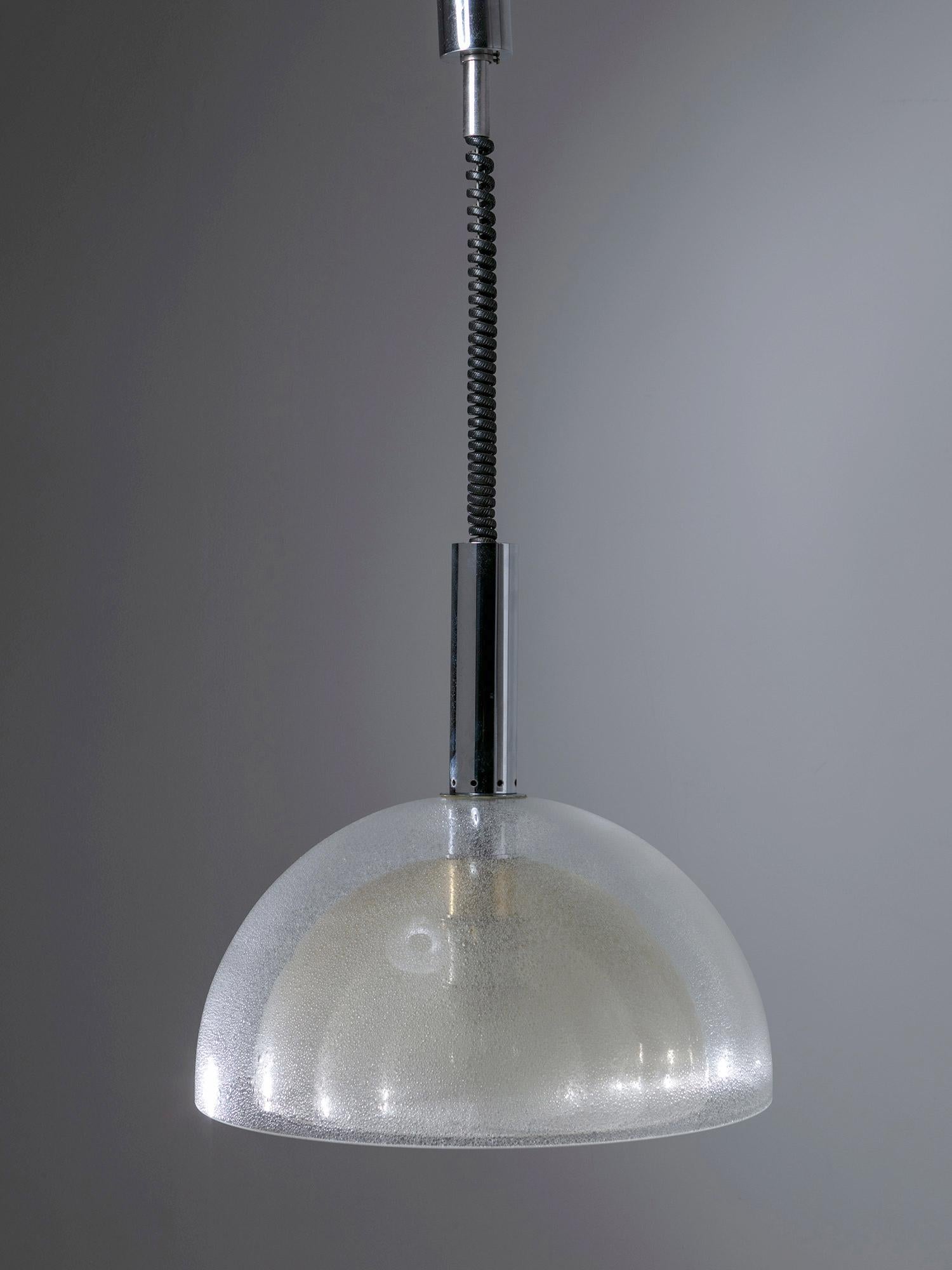 Mid-20th Century Large Murano Glass Round Chandelier by Carlo Nason for Mazzega, Italy, 1960s