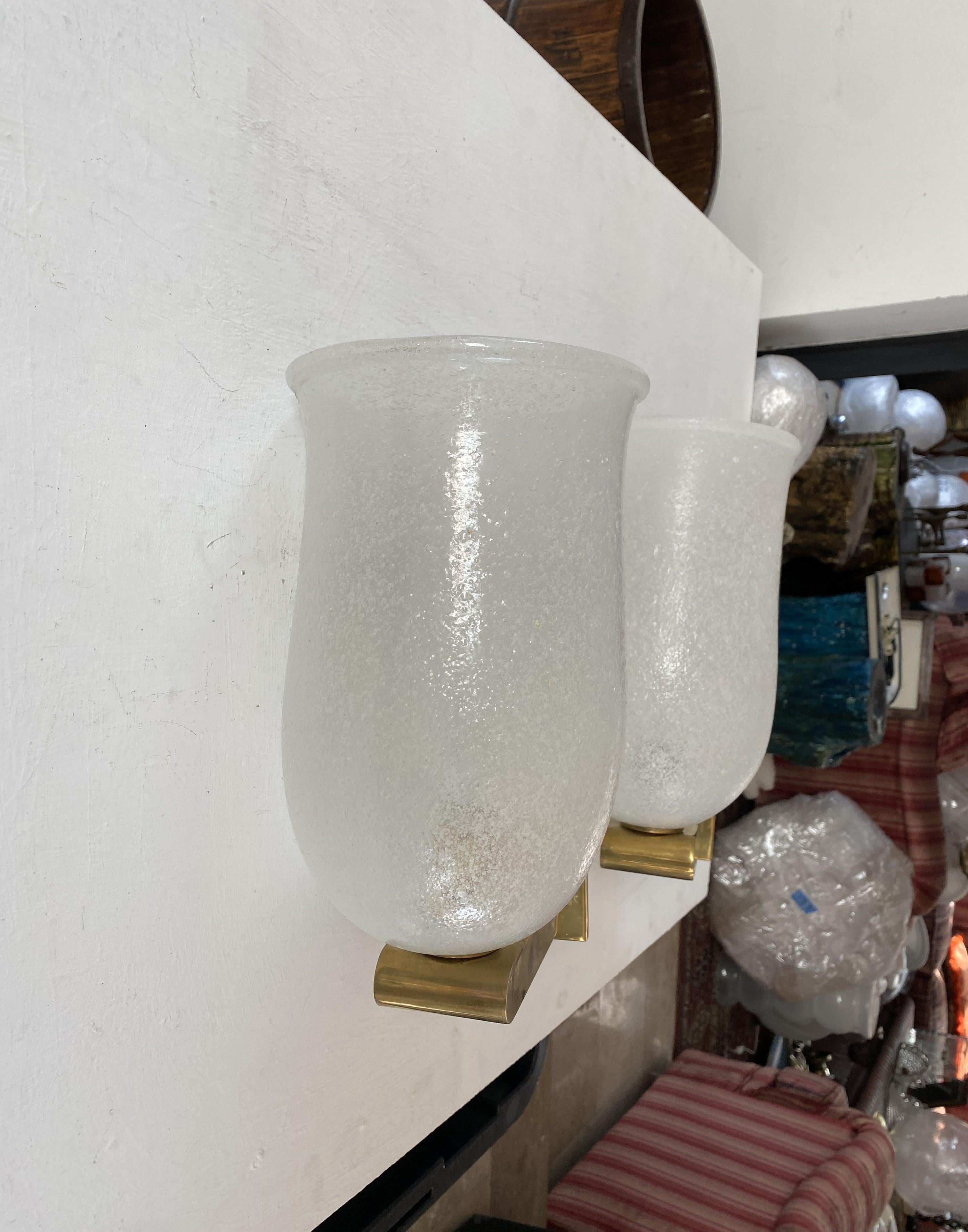 Large Murano Glass Sconces, Art Deco Style, Italy circa. 1950 For Sale 1