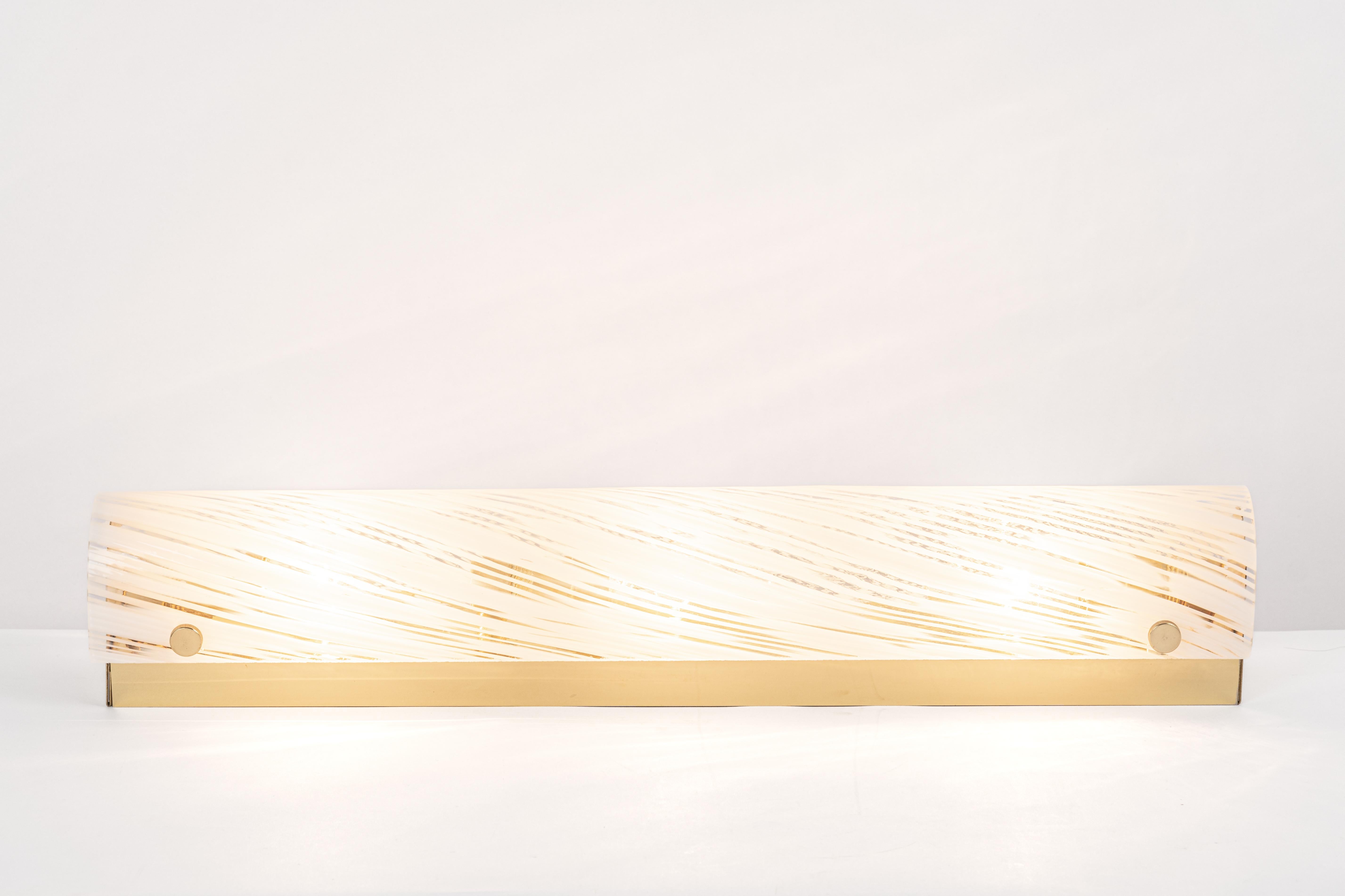 Juego de 2 grandes apliques de cristal de Murano Modernist Wall Light, Alemania, años 60 Latón en venta