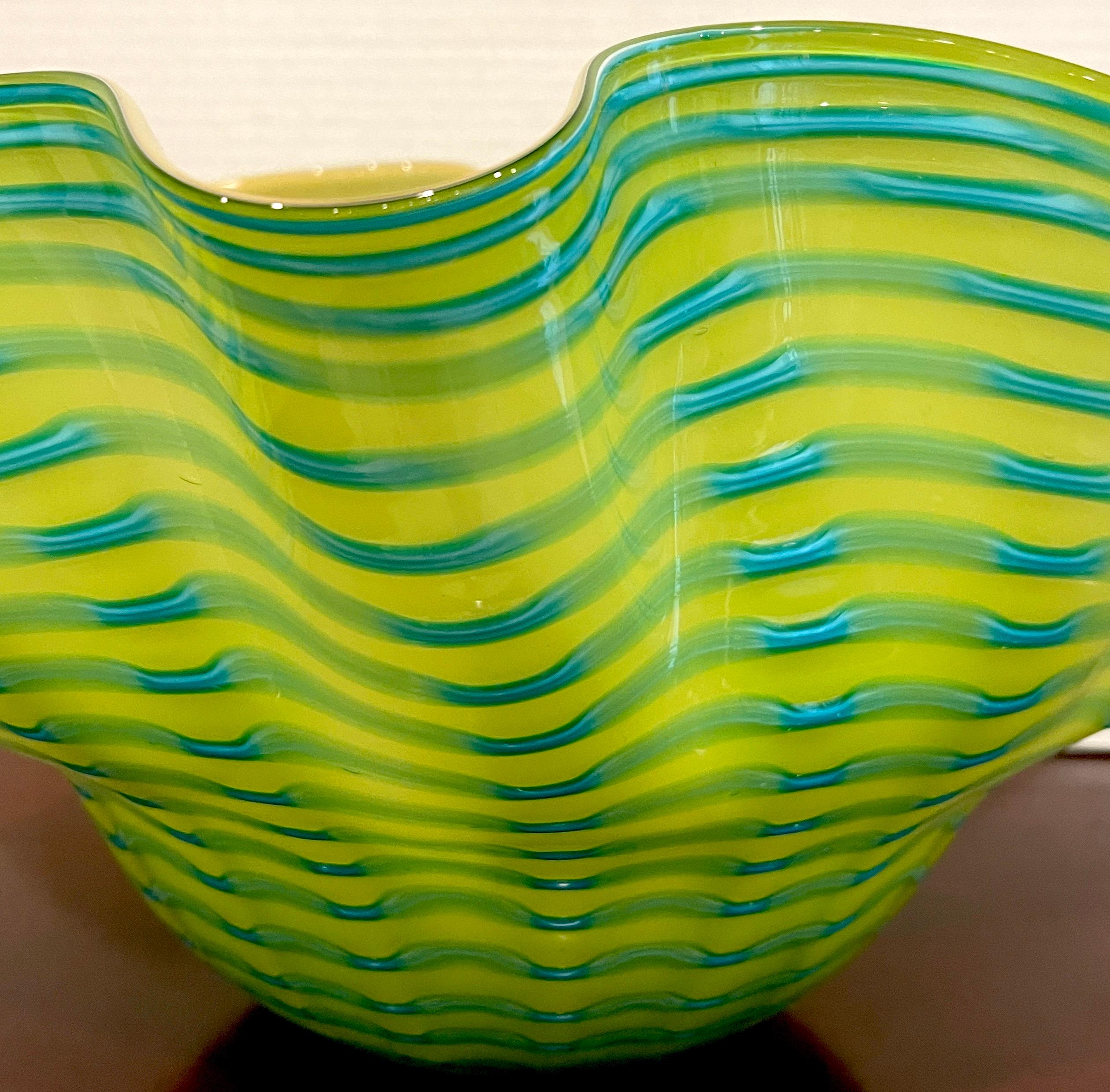 Italian Large Murano Glass Seaform Bowl, in the Style of Chihuly