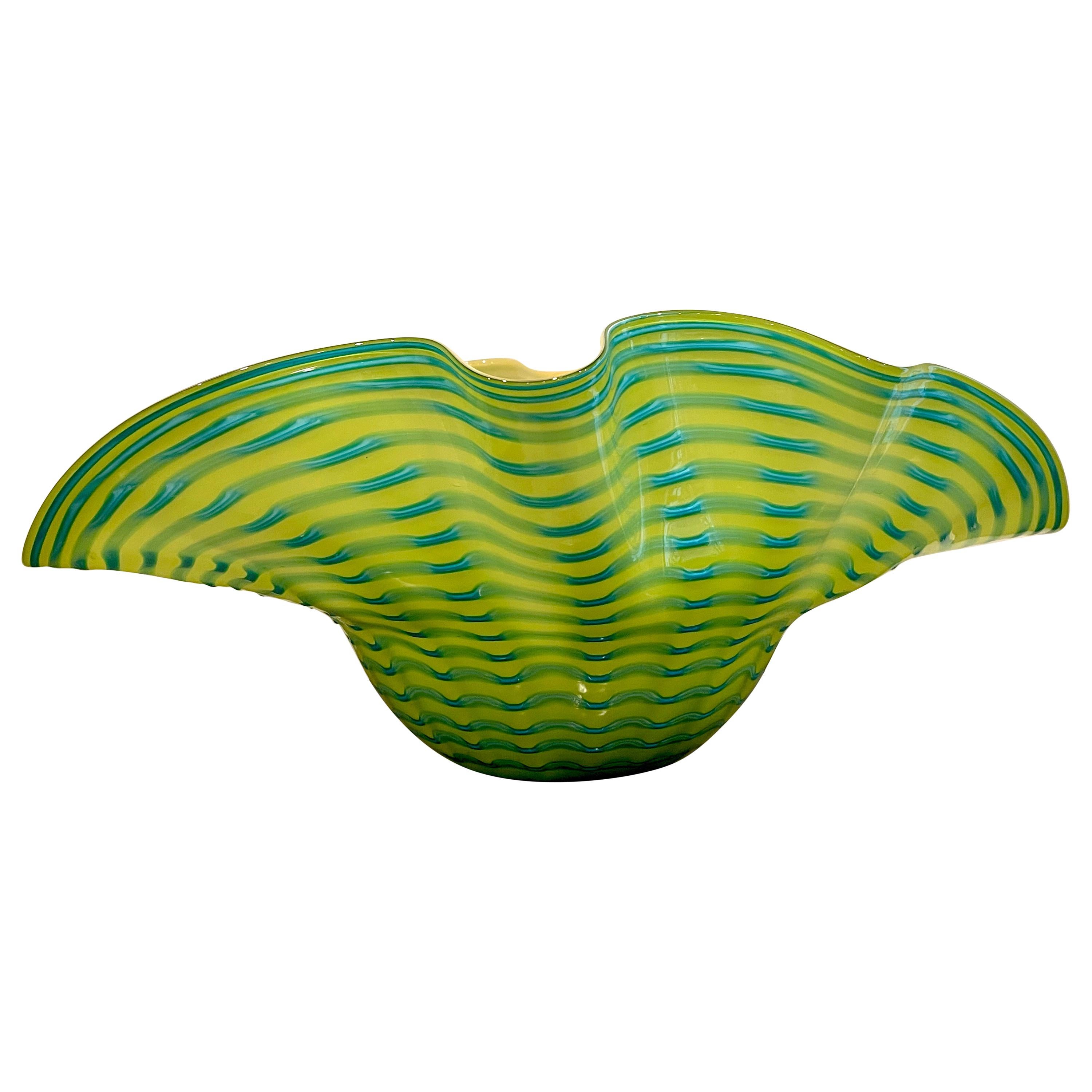 Large Murano Glass Seaform Bowl, in the Style of Chihuly