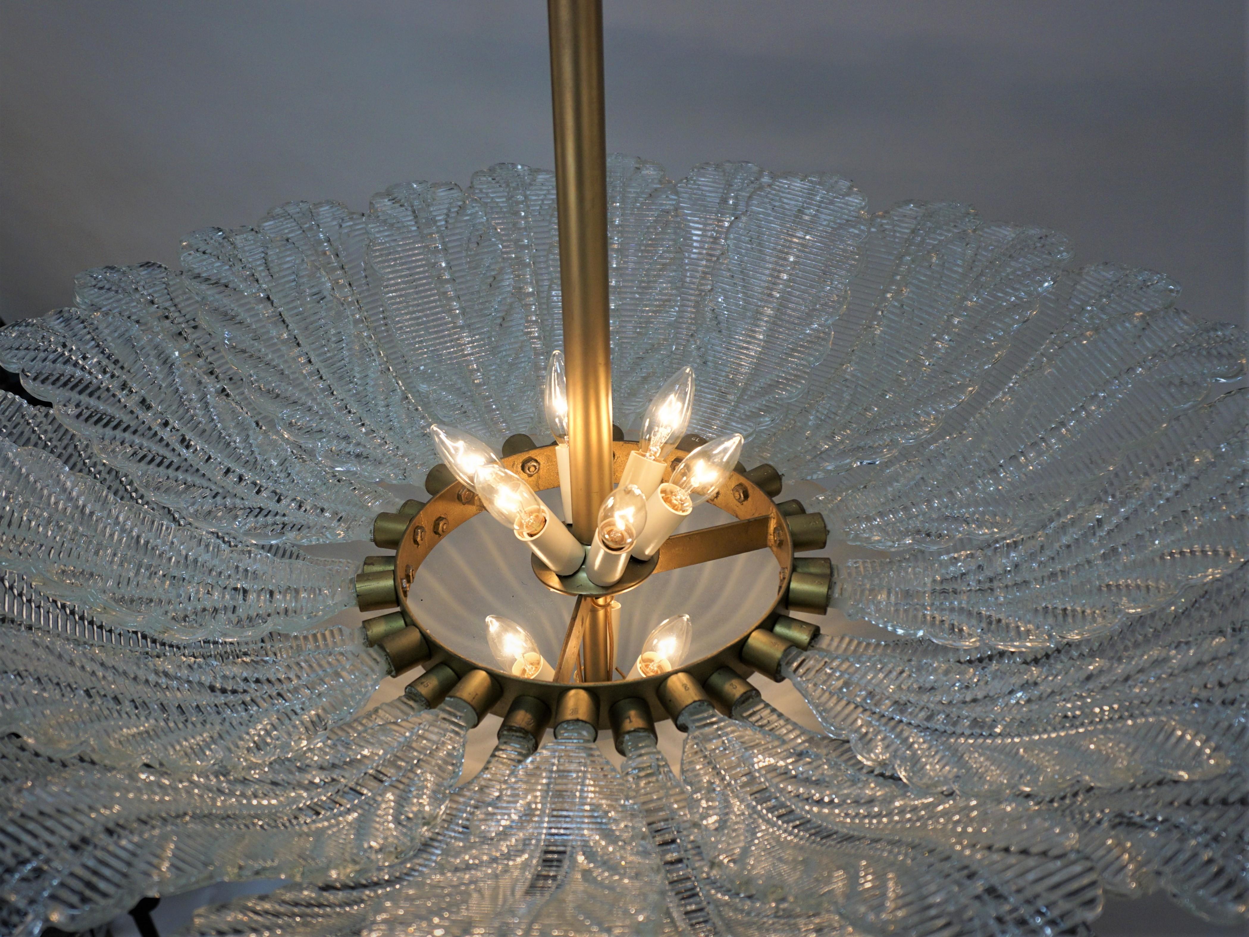 Large Murano Glass Semi Flush Mount Chandelier by Barovier & Toso 3