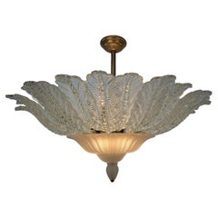 Large Murano Glass Semi Flush Mount Chandelier by Barovier & Toso