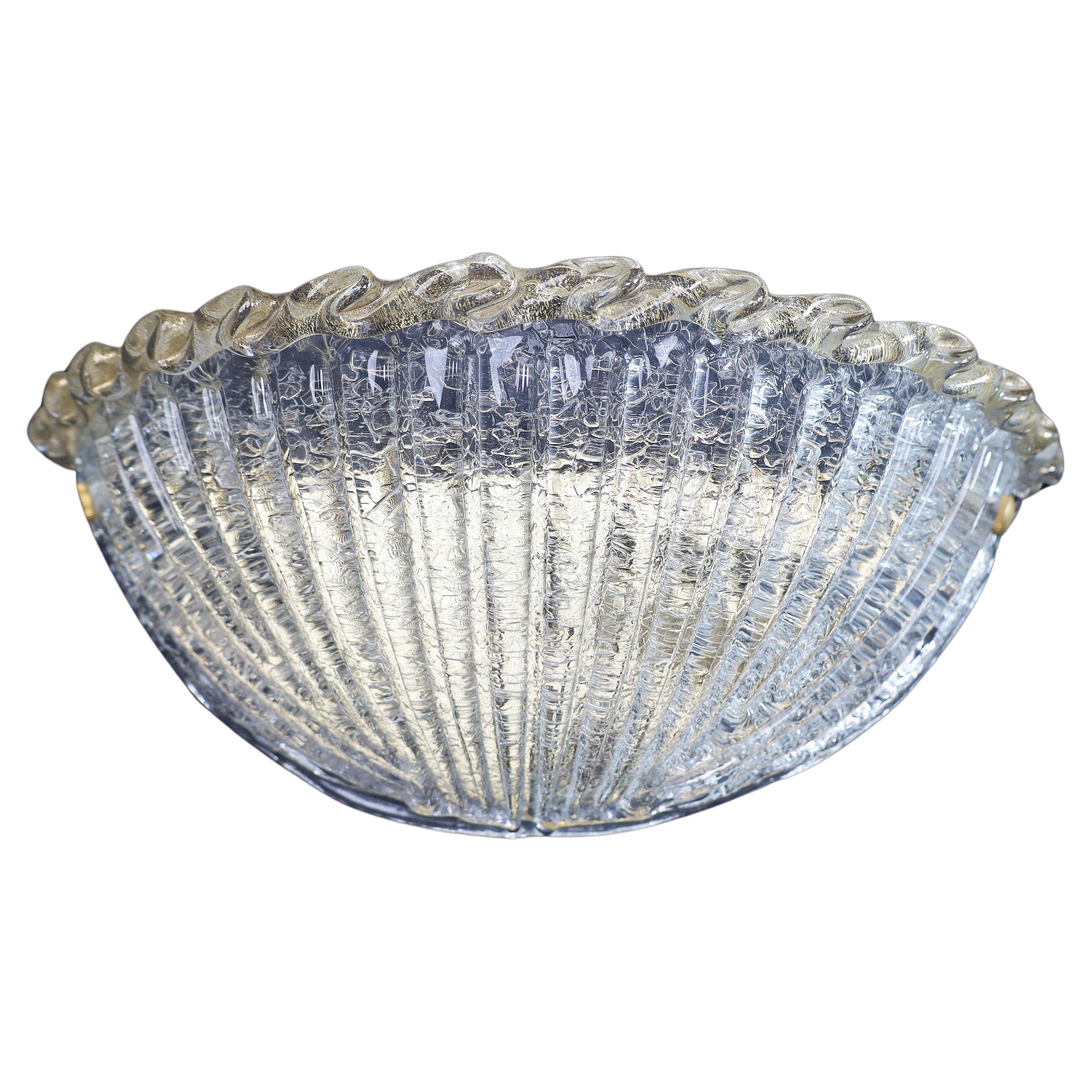 Large Murano Glass Shell Sconces, Wall Lights, Italy, 1970s
