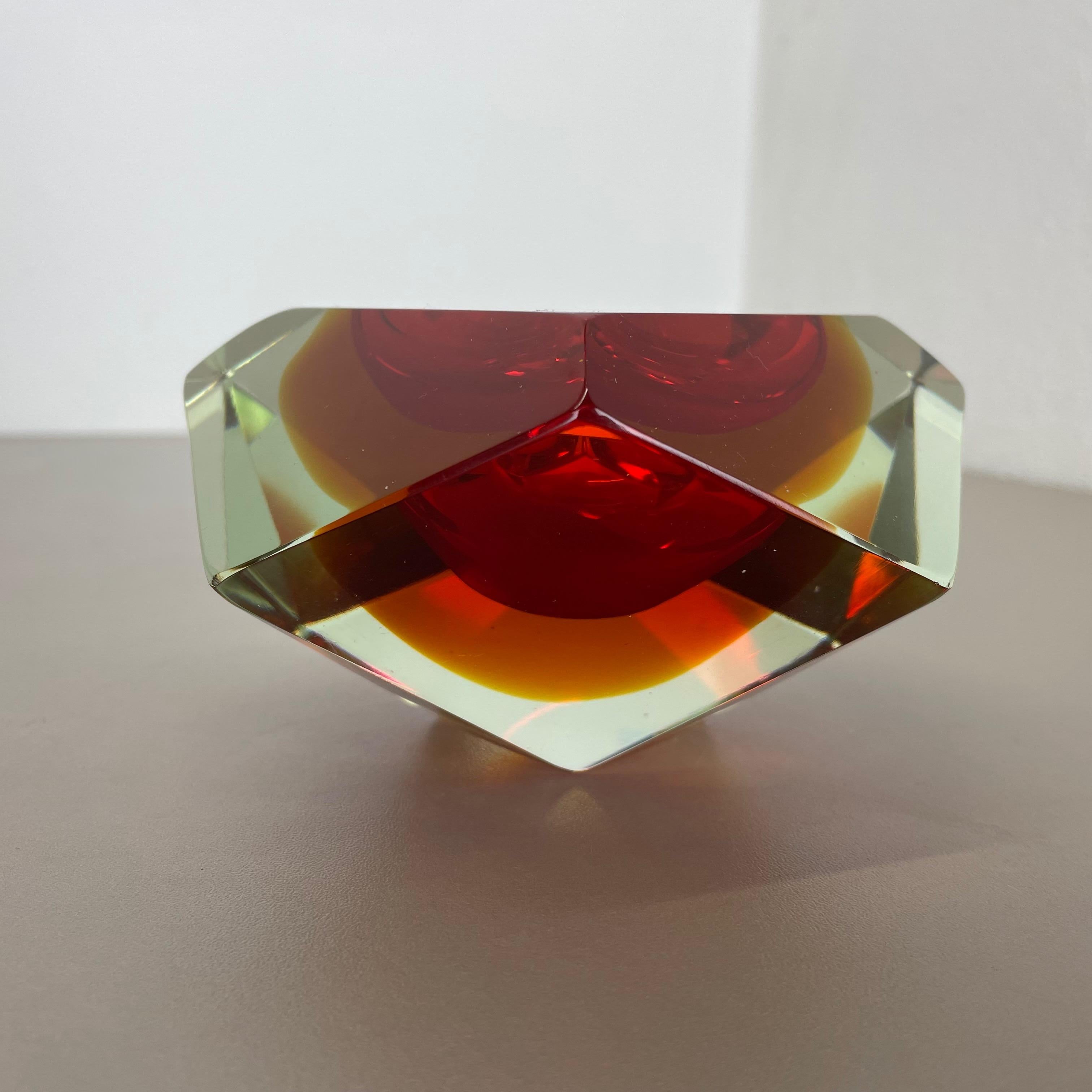 Murano Glass Sommerso DIAMOND Bowl Ashtray Element by Flavio Poli, Italy, 1970s 7