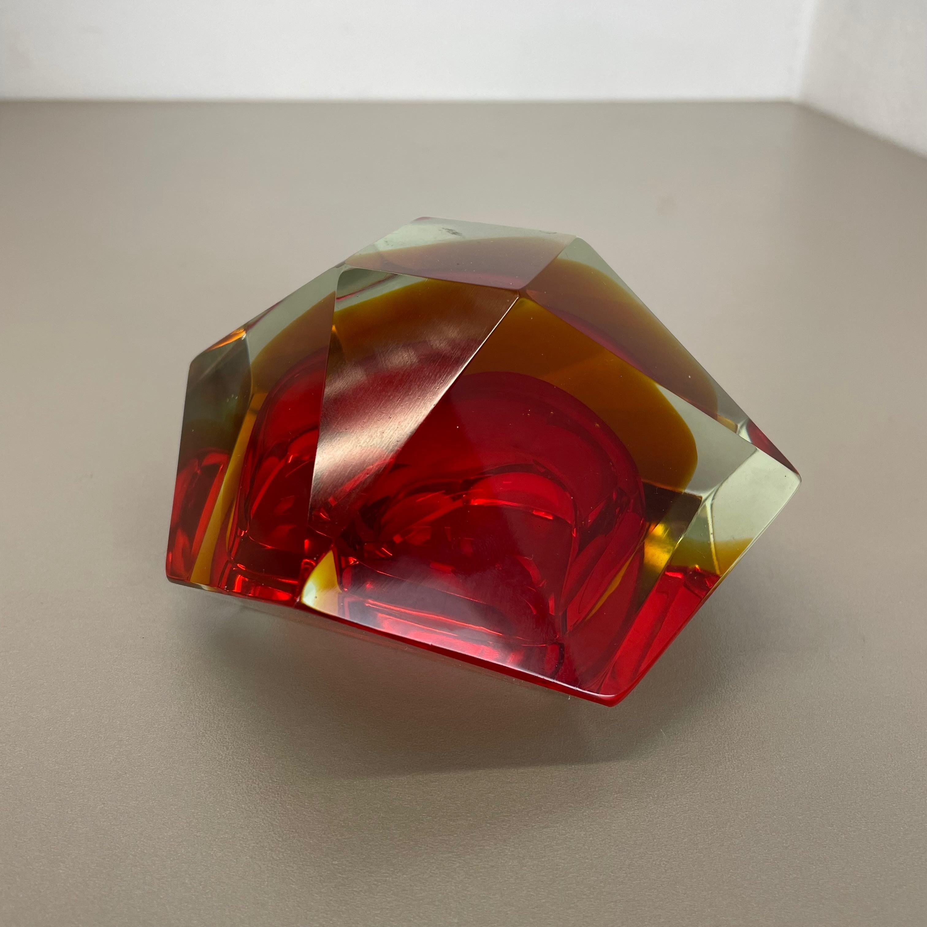 Murano Glass Sommerso DIAMOND Bowl Ashtray Element by Flavio Poli, Italy, 1970s 9