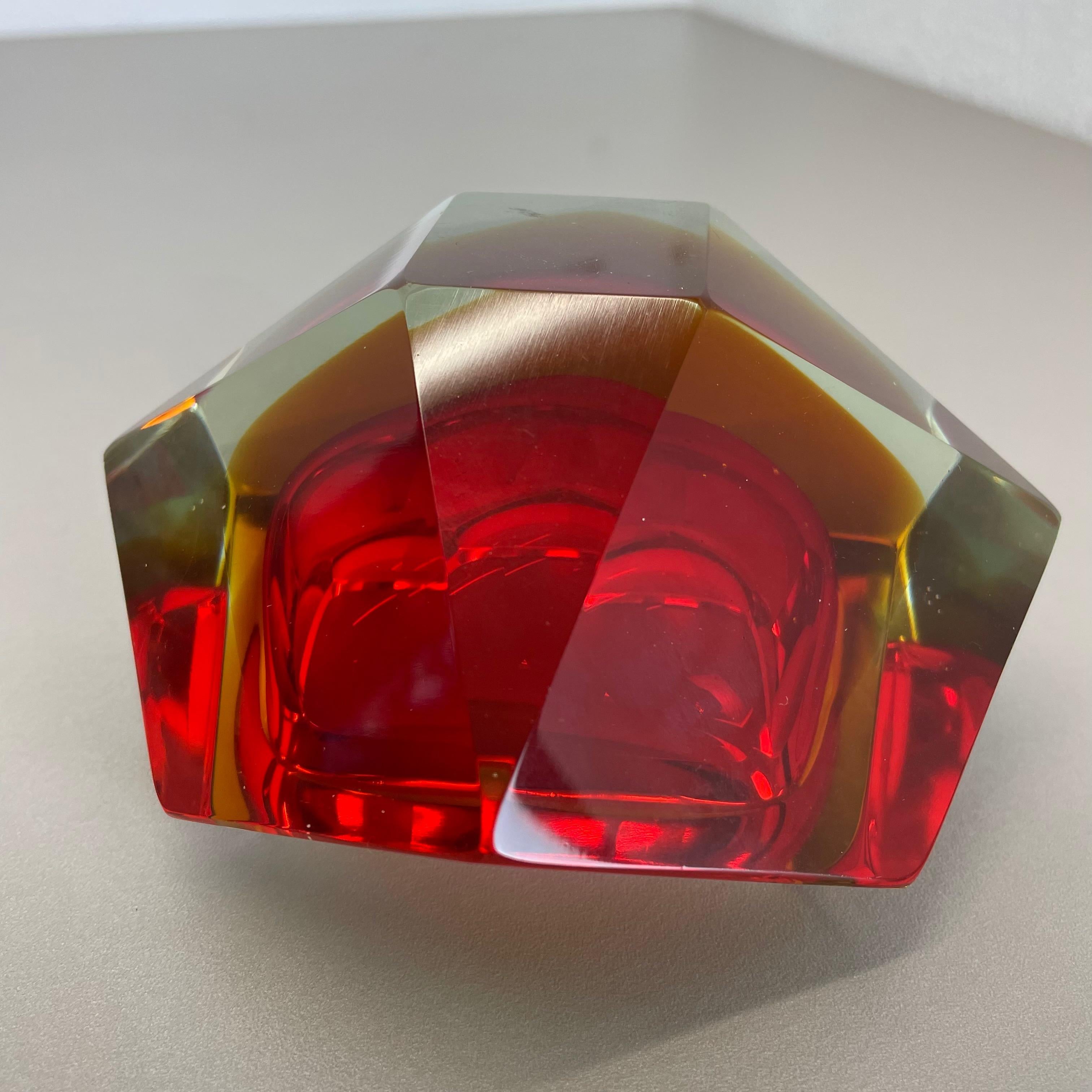 Murano Glass Sommerso DIAMOND Bowl Ashtray Element by Flavio Poli, Italy, 1970s 12