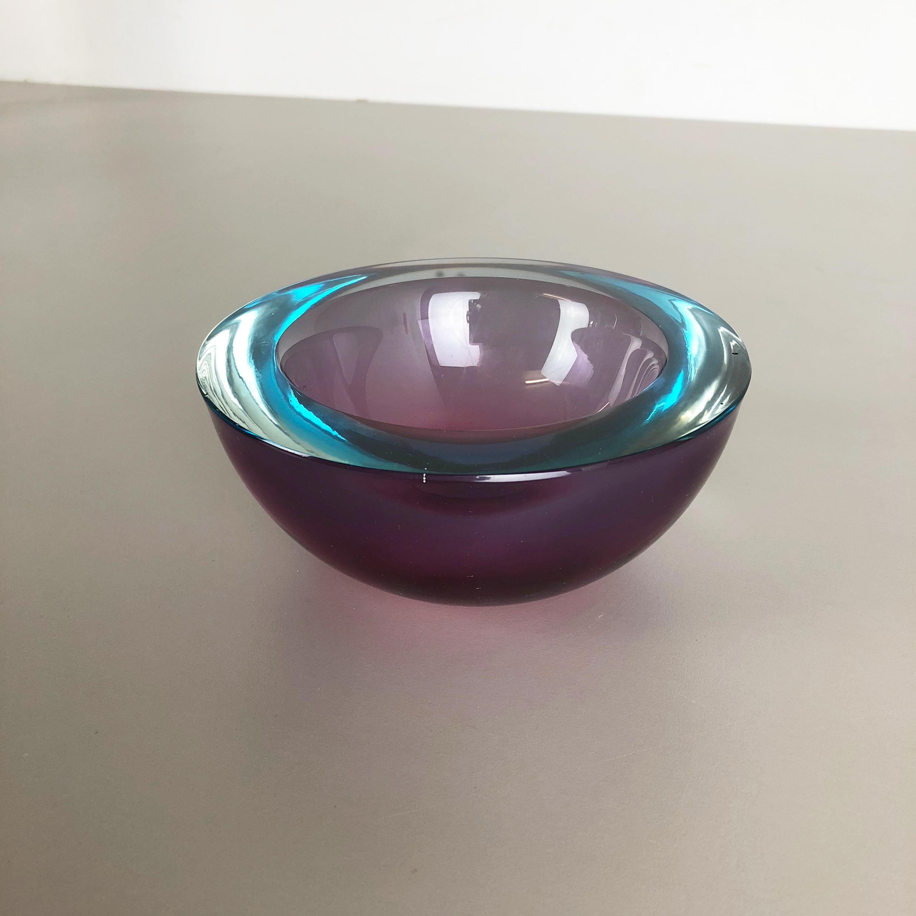 20th Century Large Murano Glass Sommerso Bowl Element Flavio Poli, Attributed, Italy, 1970s