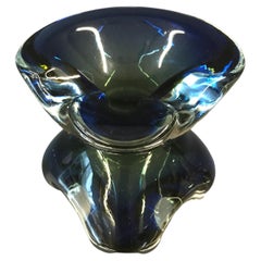 Large Murano Glass "Sommerso" Bowl Element Shell Ashtray Murano, Italy, 1970s