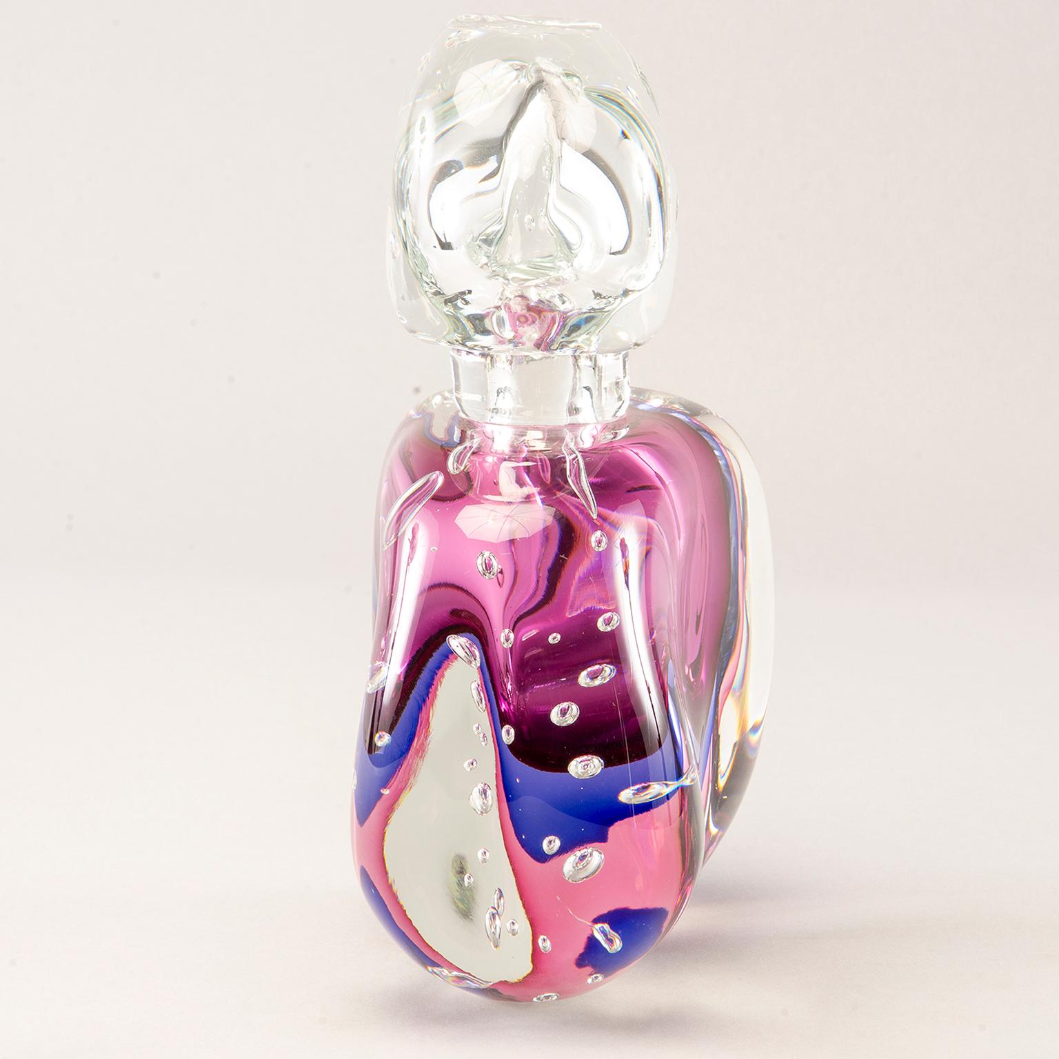 Modern Large Murano Glass Sommerso Perfume Bottle