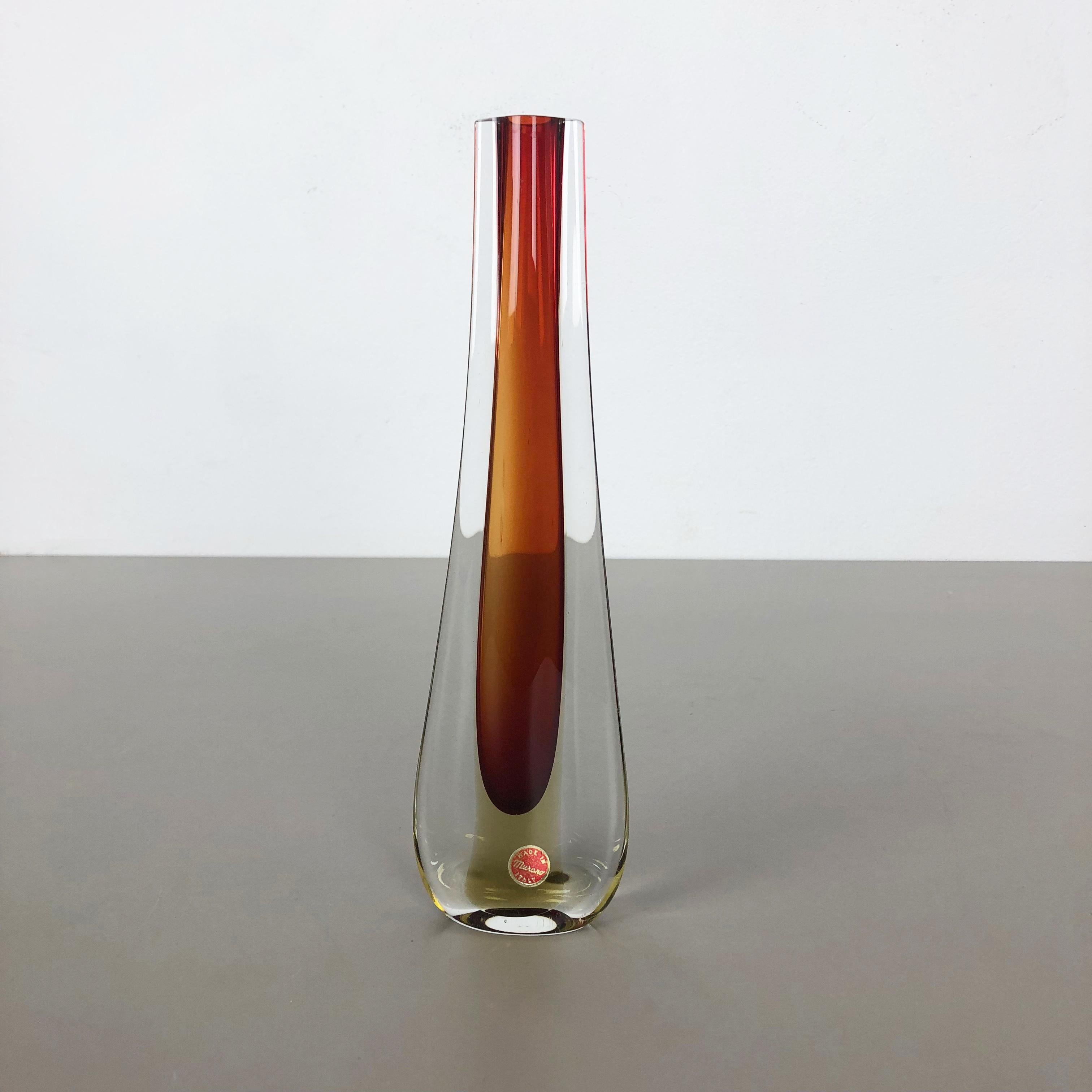 Large Murano Glass Sommerso Vase Designed by Flavio Poli Attrib., Italy, 1970s 9