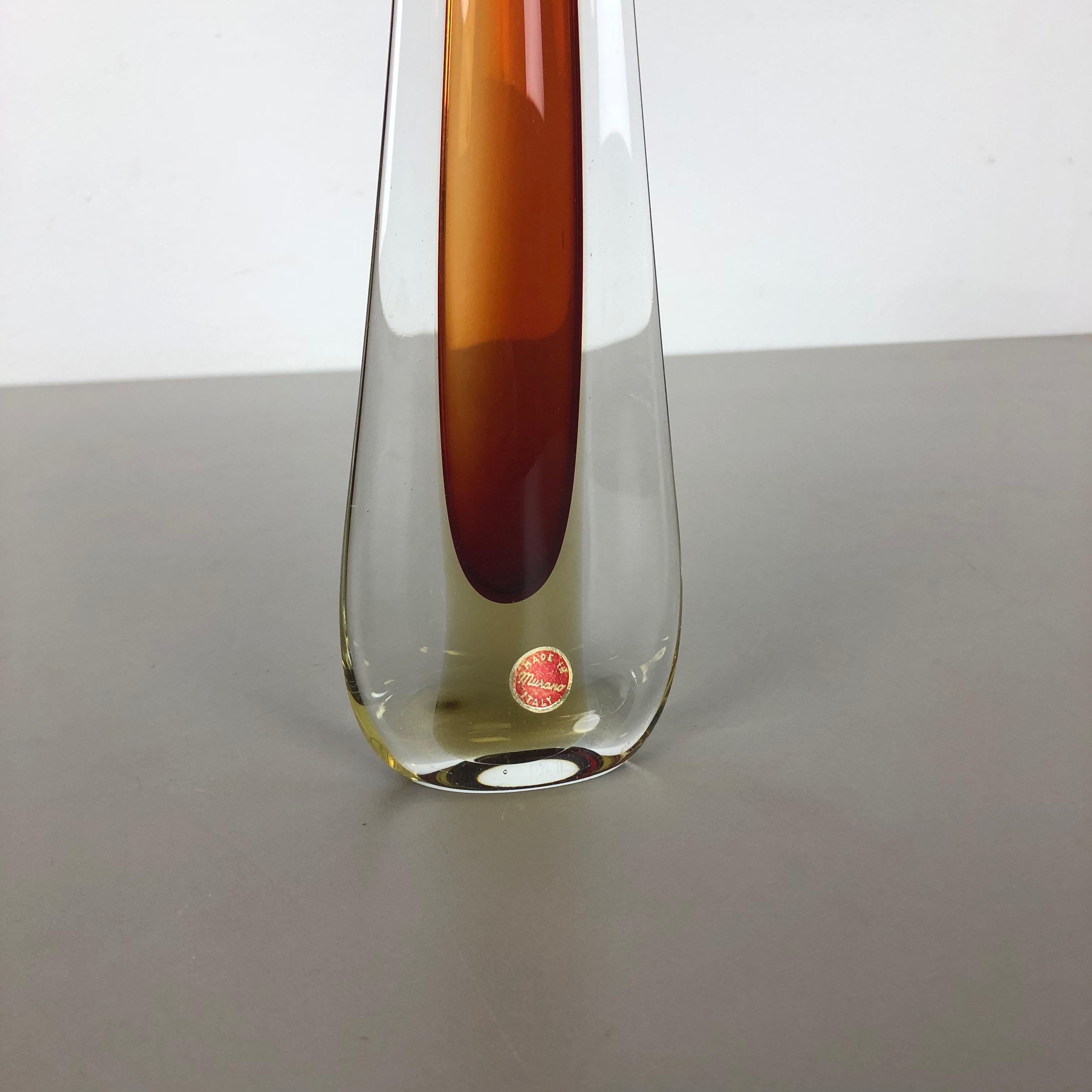 Mid-Century Modern Large Murano Glass Sommerso Vase Designed by Flavio Poli Attrib., Italy, 1970s