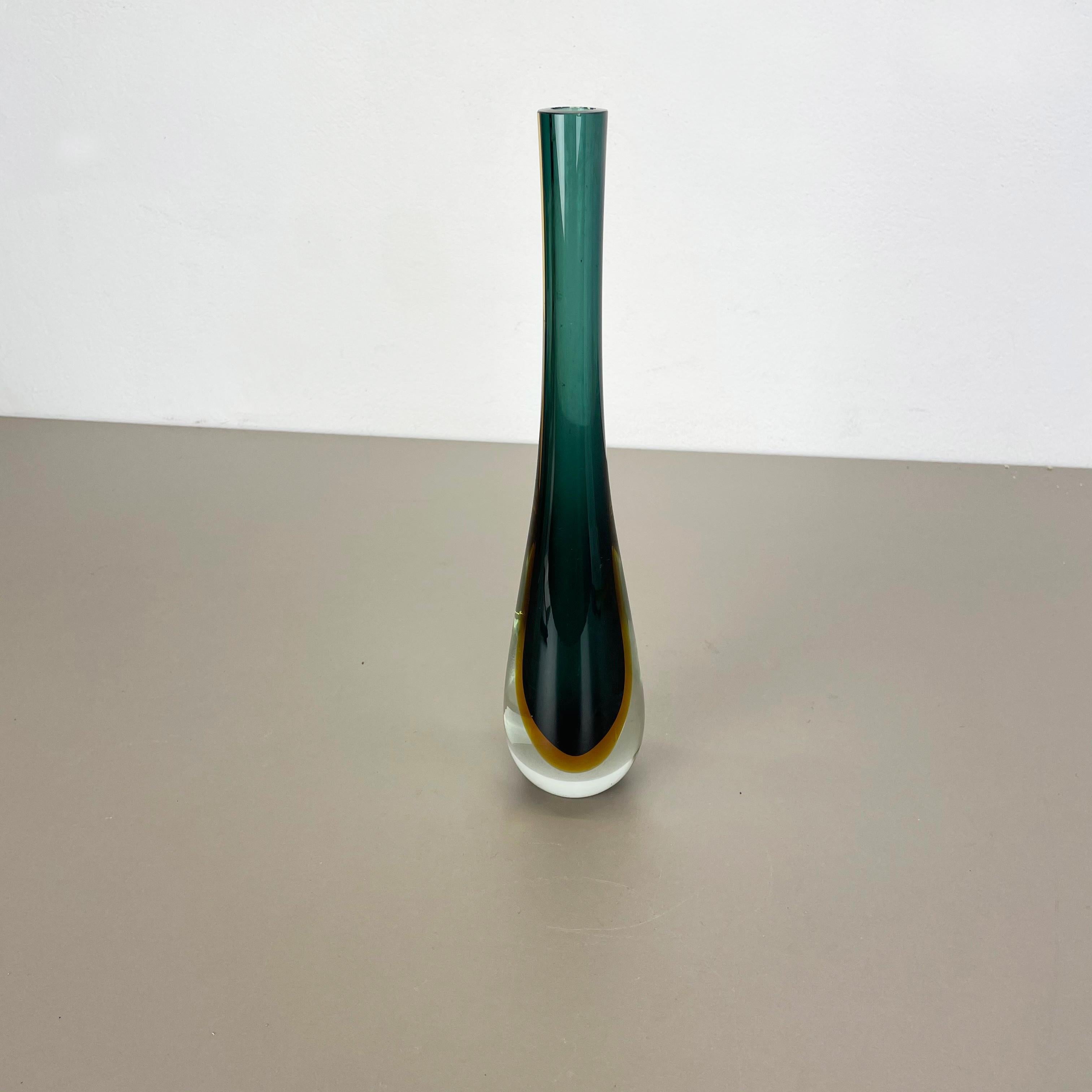 Mid-Century Modern Large Murano Glass Sommerso Vase Designed by Flavio Poli Attributed Italy 1970s For Sale