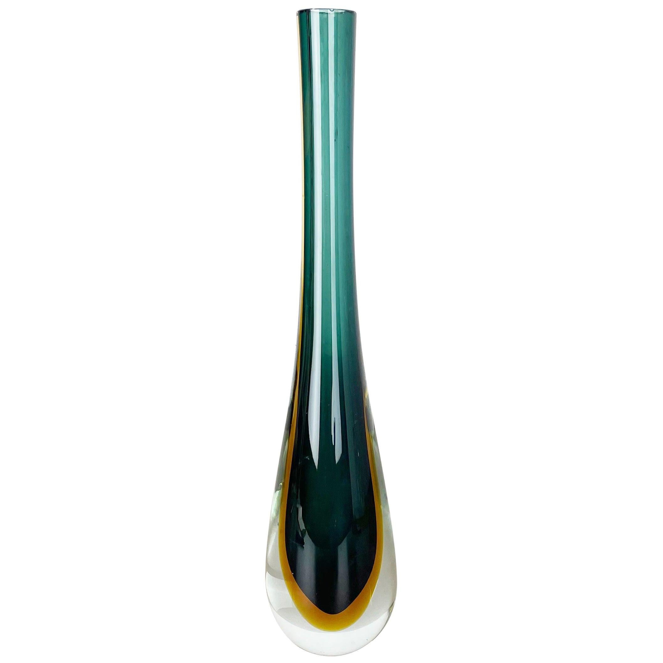 Large Murano Glass Sommerso Vase Designed by Flavio Poli Attributed Italy 1970s