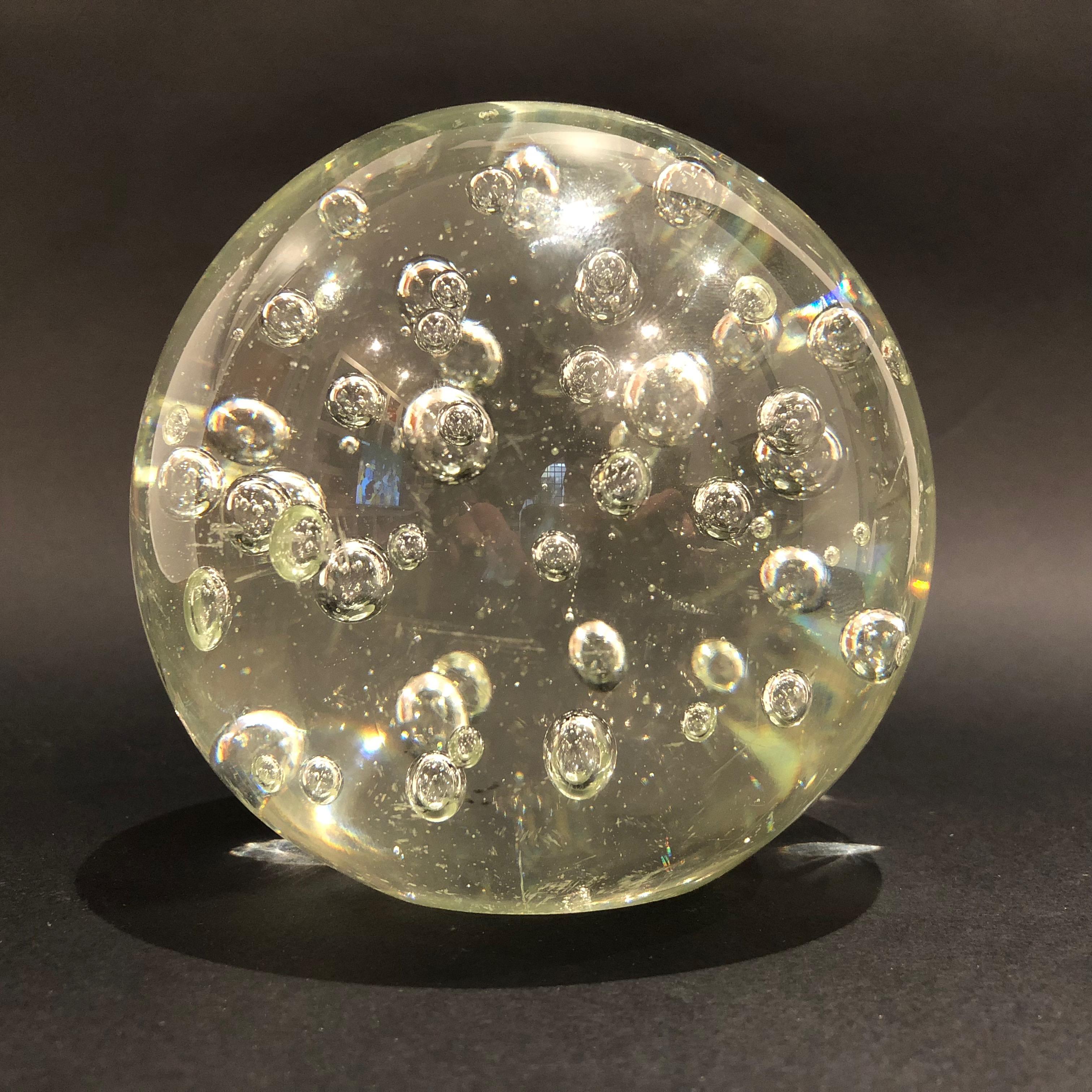 Mid-Century Modern Large Murano Glass Sphere Paperweight with Internal Bubbles, 1970s, Italy