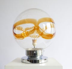 Large Murano Glass Sphere Table Lamp with Chrome Base, Italy 1970s