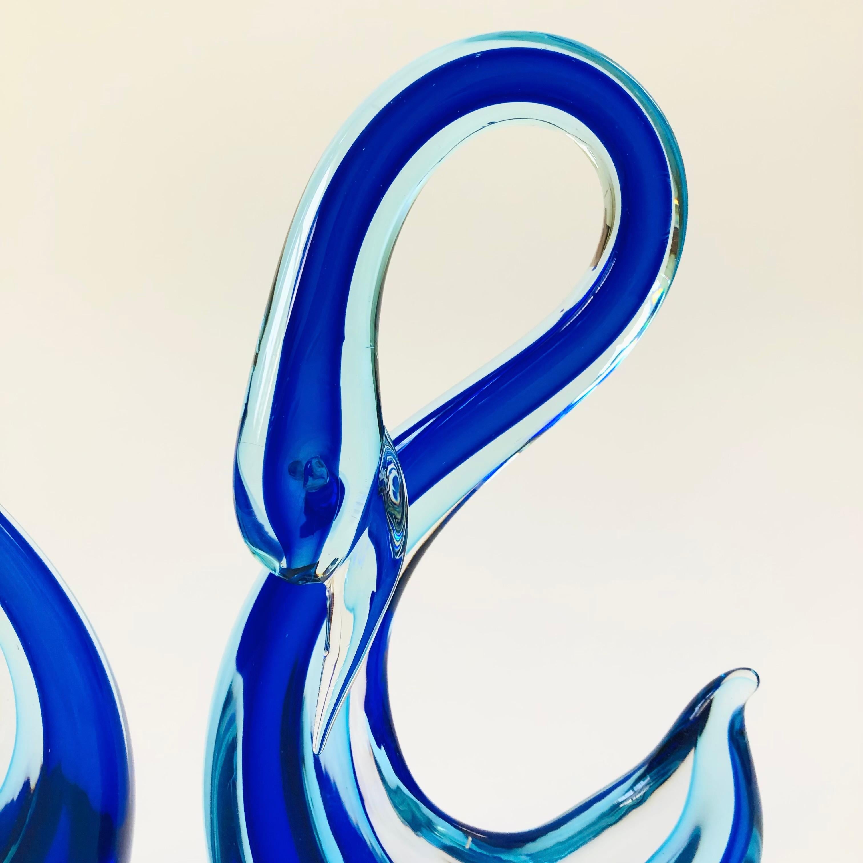 Modern Large Murano Glass Swans - Set of 2 For Sale