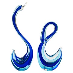 Retro Large Murano Glass Swans - Set of 2