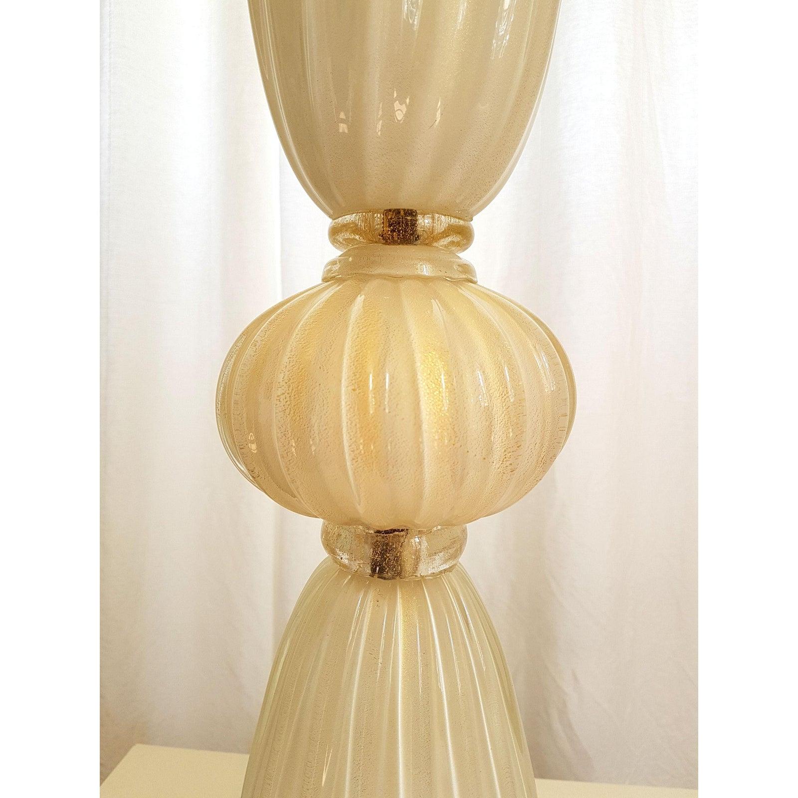 Fait main Grandes lampes de bureau/de chevet en verre de Murano de style Barovier - une paire