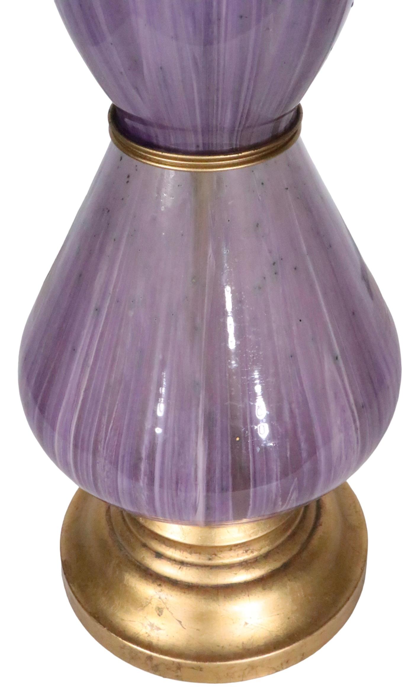 Large Murano Glass Table Lamp in Lavender Glass, circa 1950/1960s For Sale 4