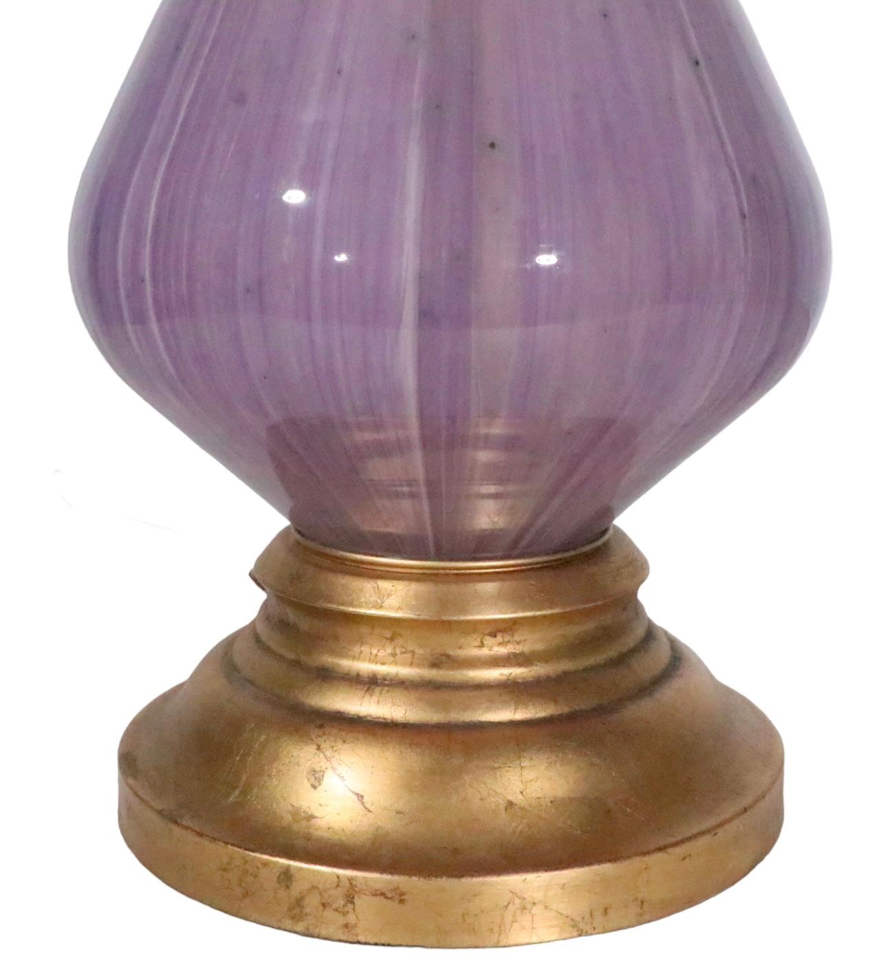 Large Murano Glass Table Lamp in Lavender Glass, circa 1950/1960s For Sale 3