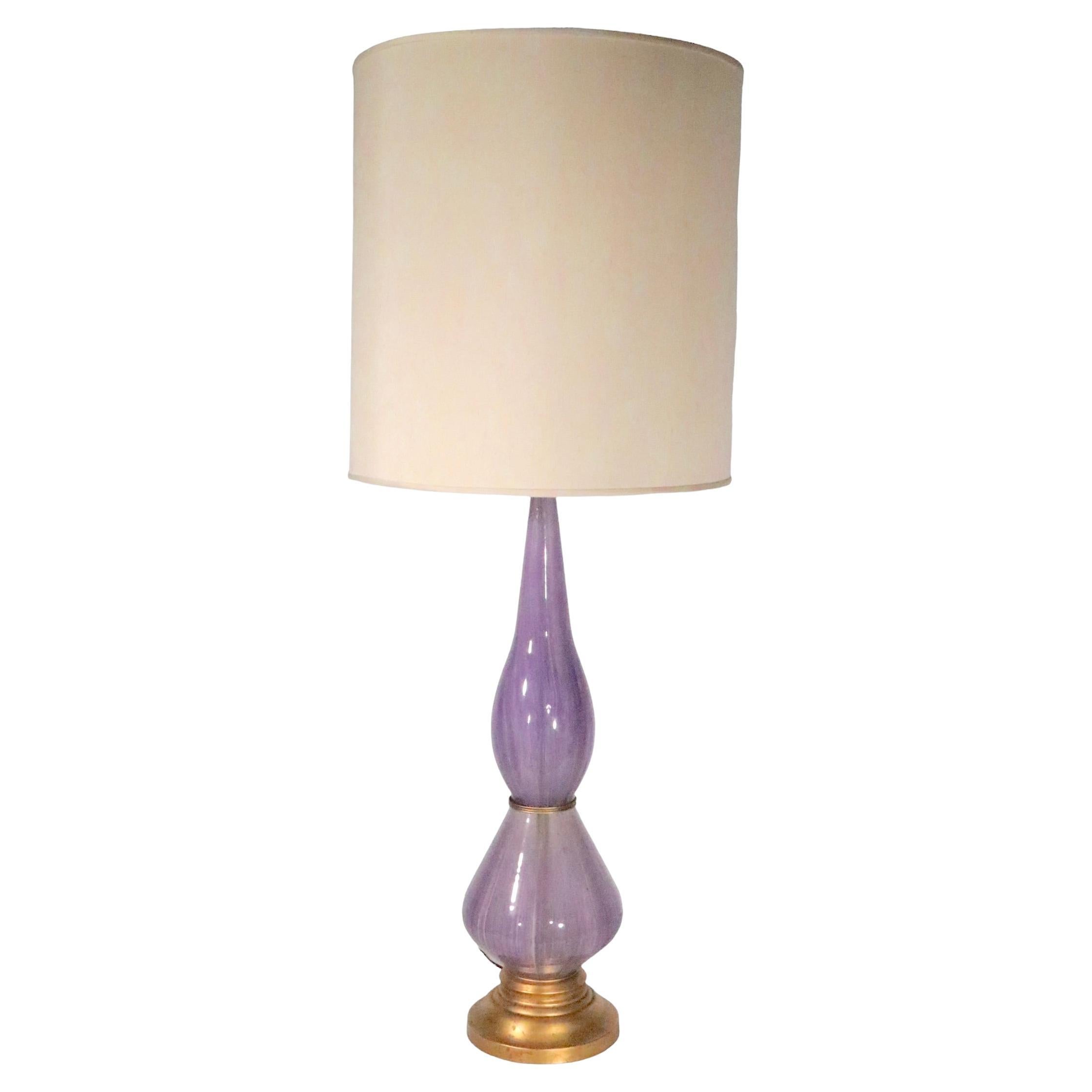 Large Murano Glass Table Lamp in Lavender Glass, circa 1950/1960s