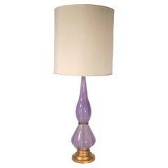 Large Murano Glass Table Lamp in Lavender Glass, circa 1950/1960s