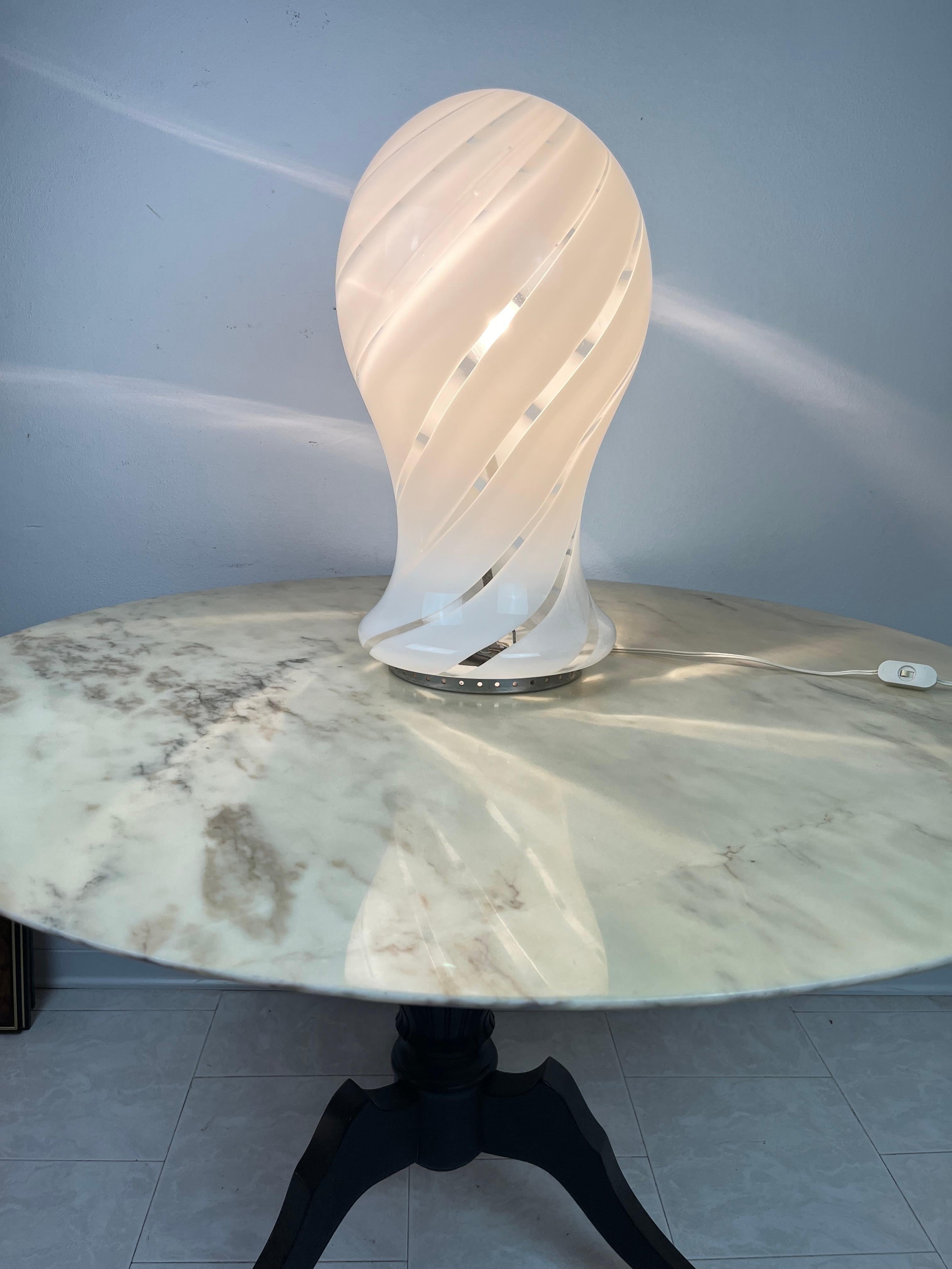 Italian Large Murano Glass Table Lamp, Made in Italy, 1970s For Sale