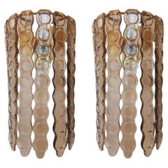 Large Murano Glass Tan Sconces, Mazzega Style, a Pair