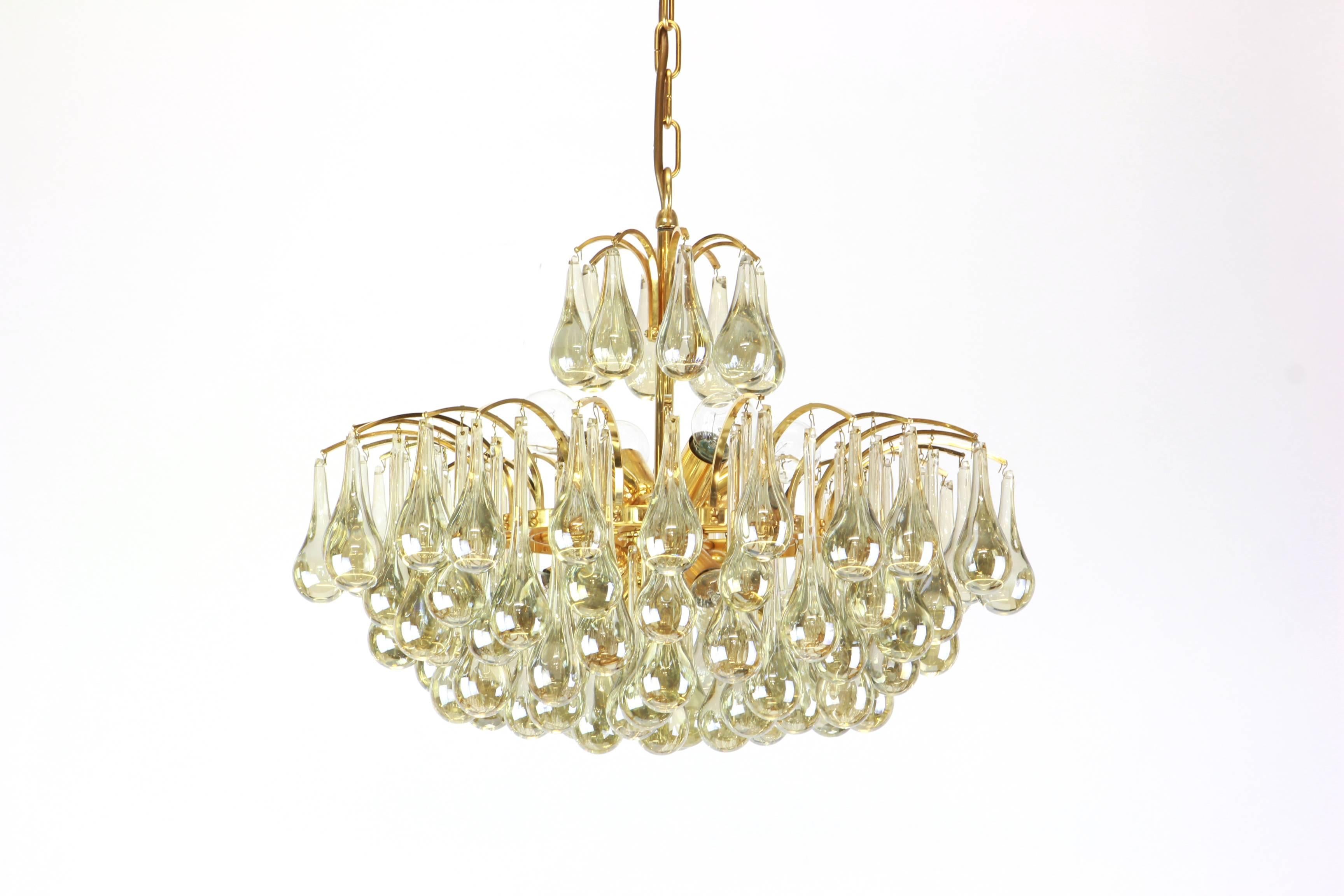 Large Murano Glass Tear Drop Chandelier by Christoph Palme, Germany, 1970s In Good Condition In Aachen, NRW