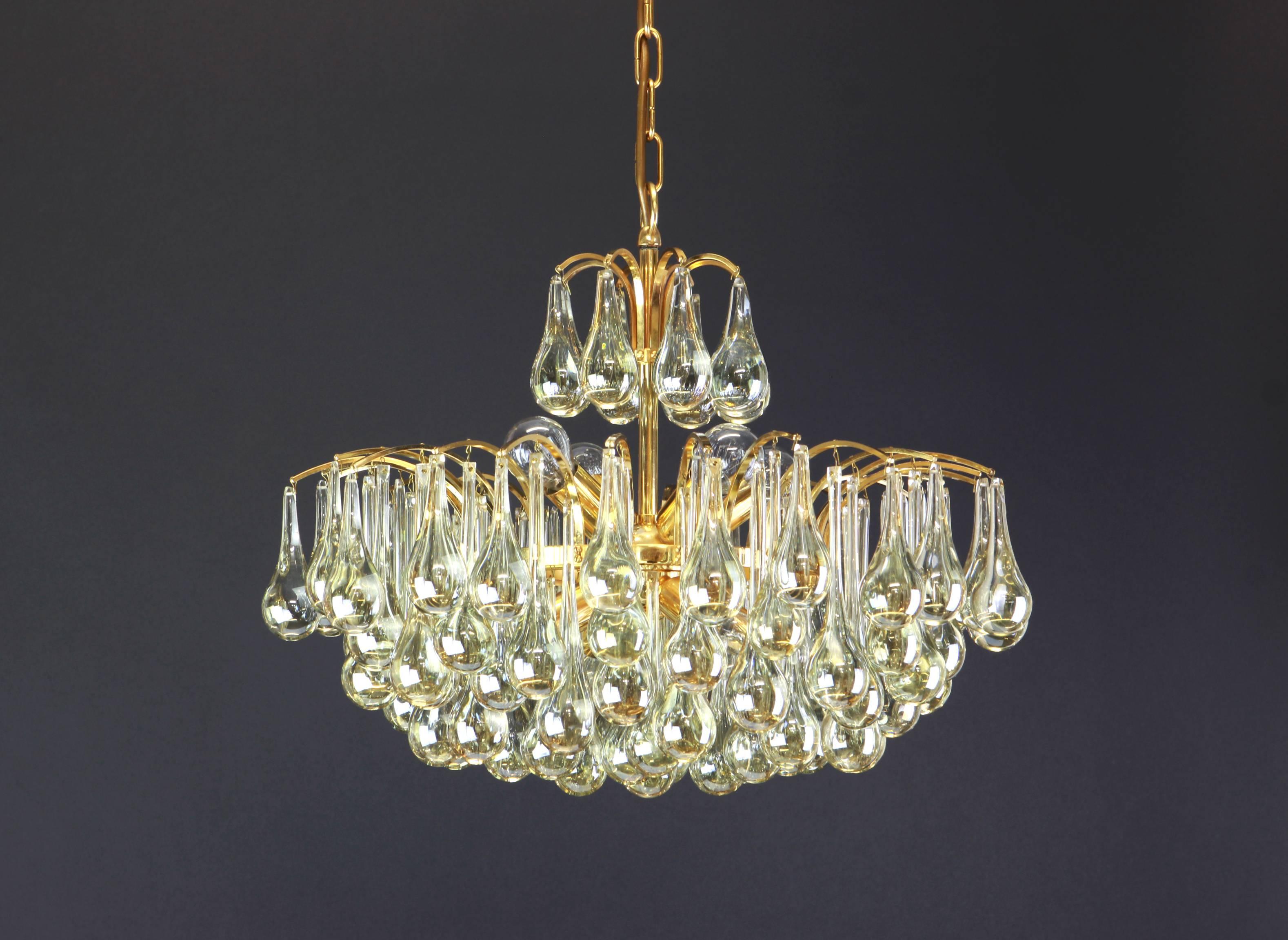 Large Murano Glass Tear Drop Chandelier by Christoph Palme, Germany, 1970s 1