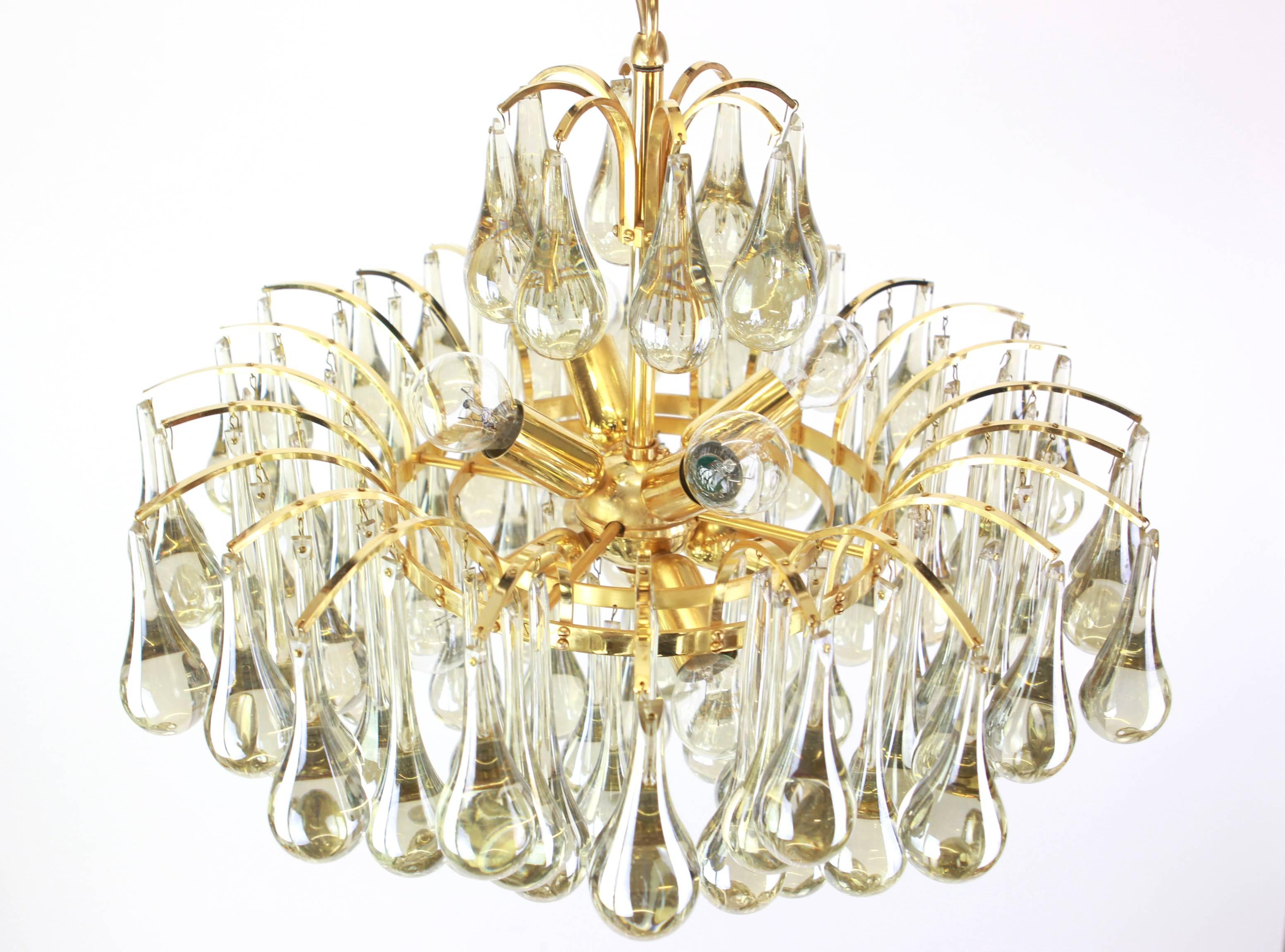 Large Murano Glass Tear Drop Chandelier by Christoph Palme, Germany, 1970s 3