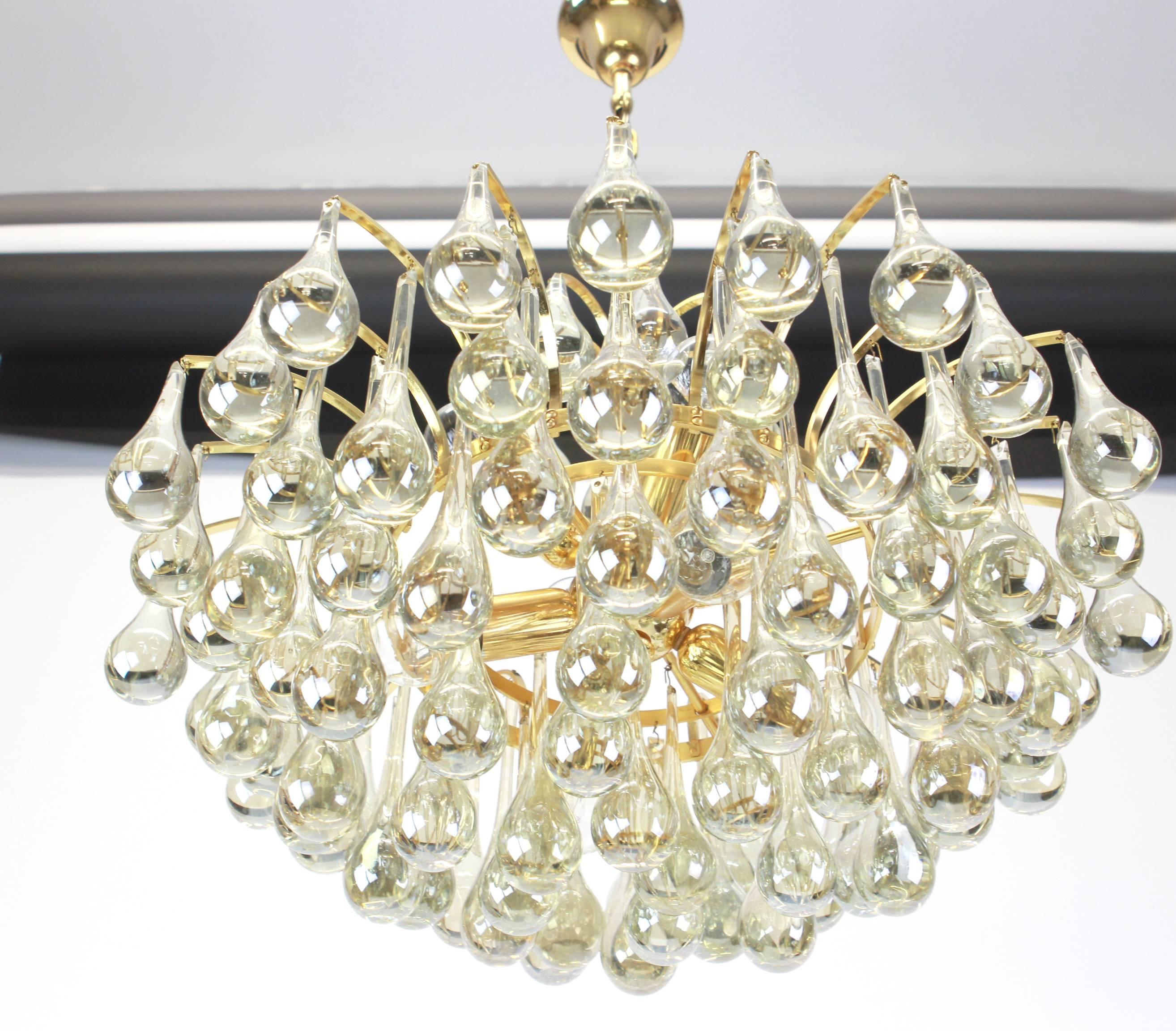 Large Murano Glass Tear Drop Chandelier by Christoph Palme, Germany, 1970s 3
