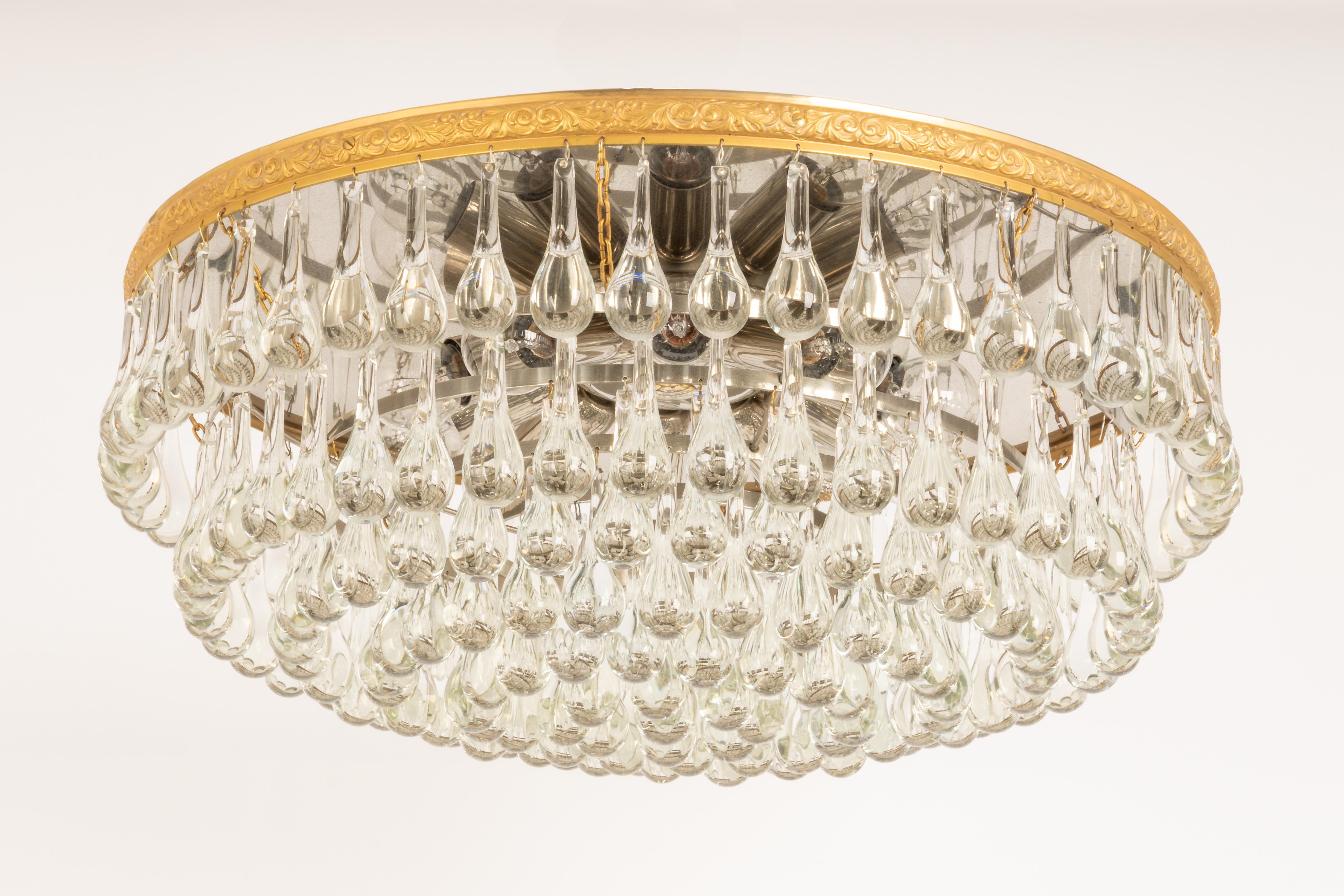 Large Murano Glass Tear Drop Chandelier by C.Palme, Germany, 1970s For Sale 3