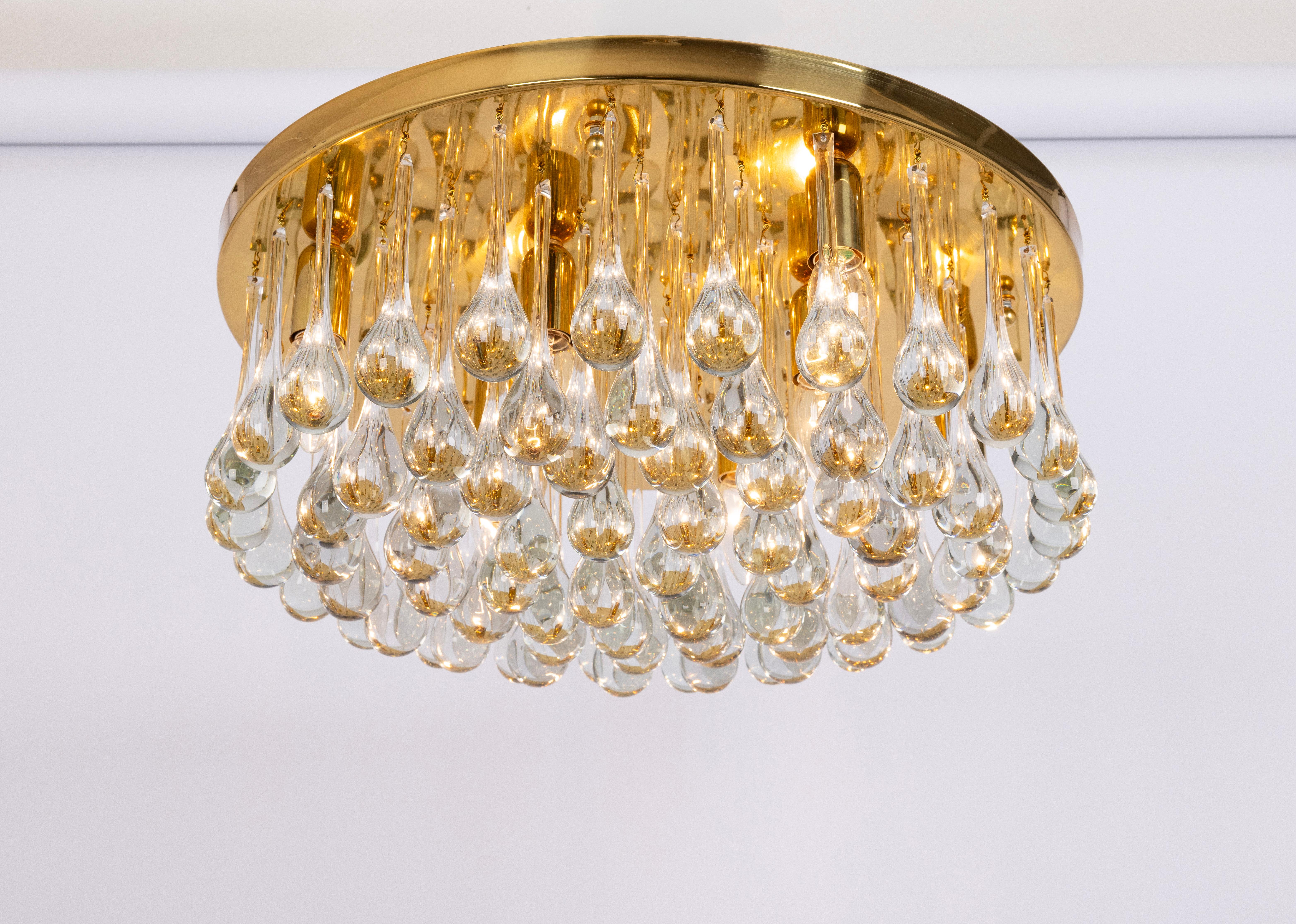 Mid-Century moderno Grande lampadario a goccia in vetro di Murano di C.Palme, Germania, anni '70 in vendita