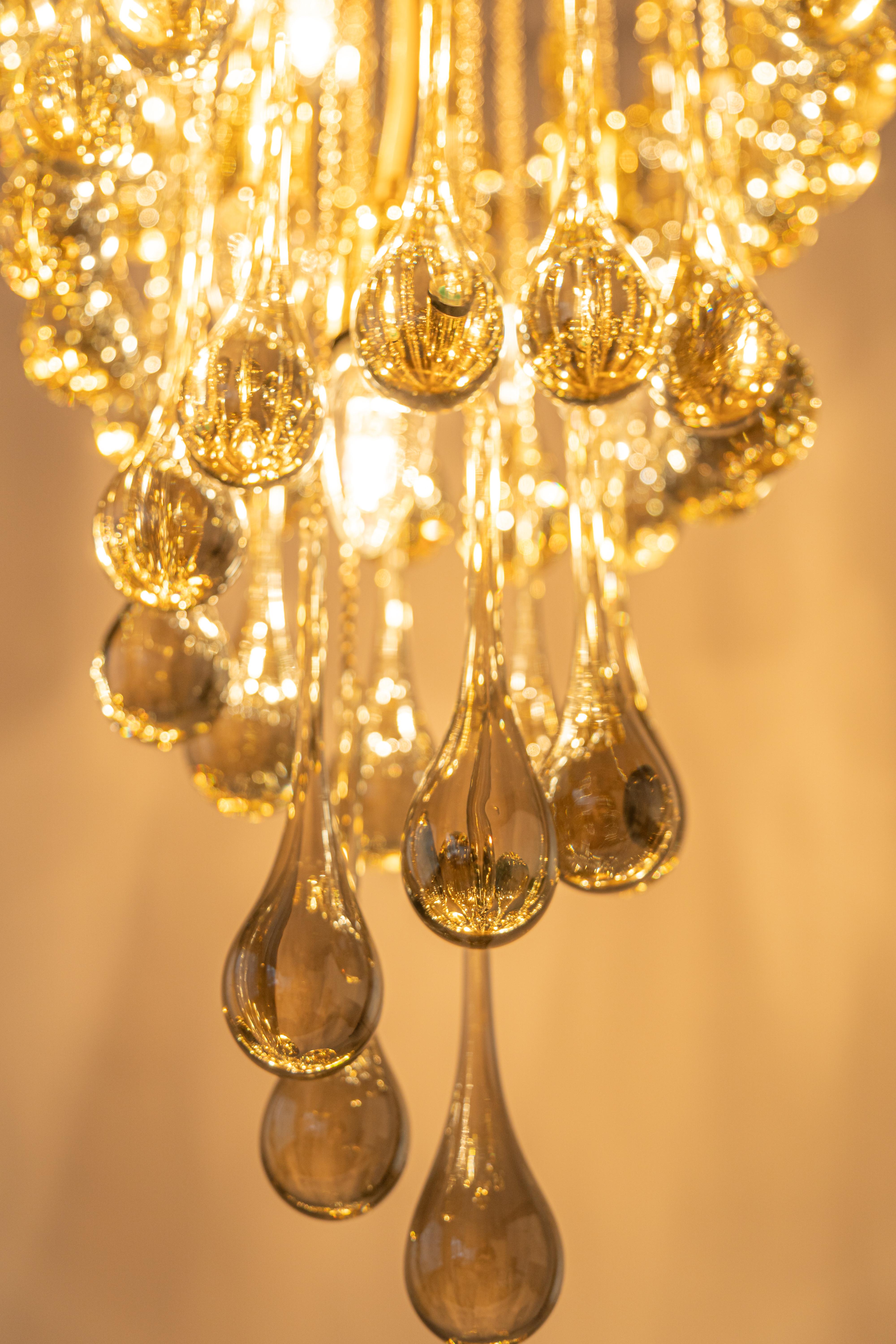 Large Murano Glass Tear Drop Chandelier, Christoph Palme, Germany, 1970s For Sale 6