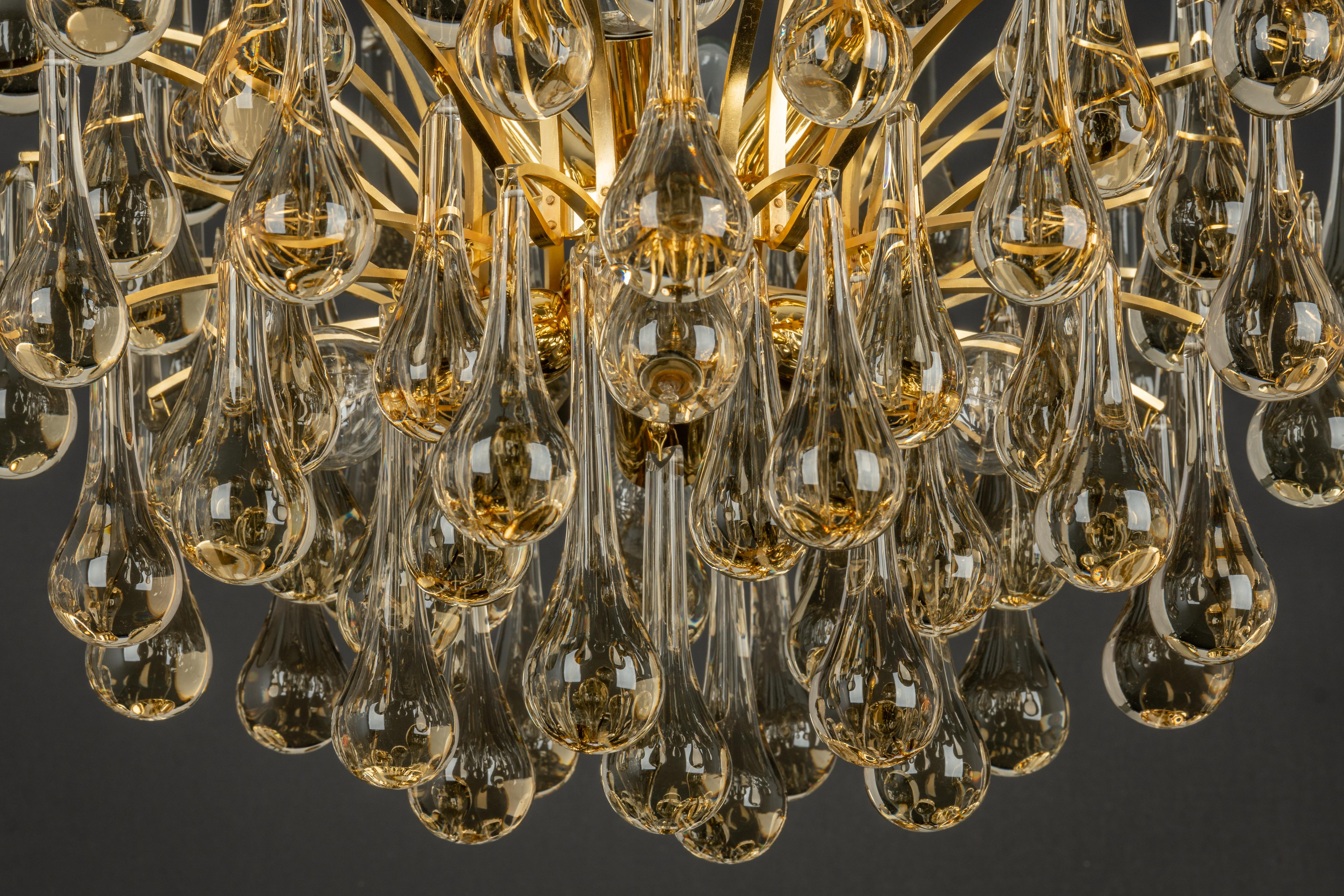Grande lampadario a goccia in vetro di Murano, Christoph Palme, Germania, anni '70 in vendita 4